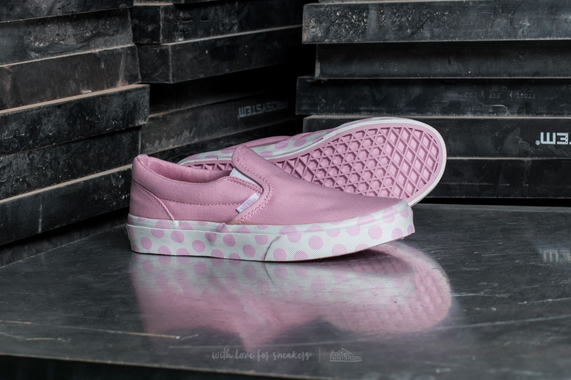 Vaikų sportbačiai ir batai Vans Classic Slip-On (Polka Dot) Pink Lady/ True White