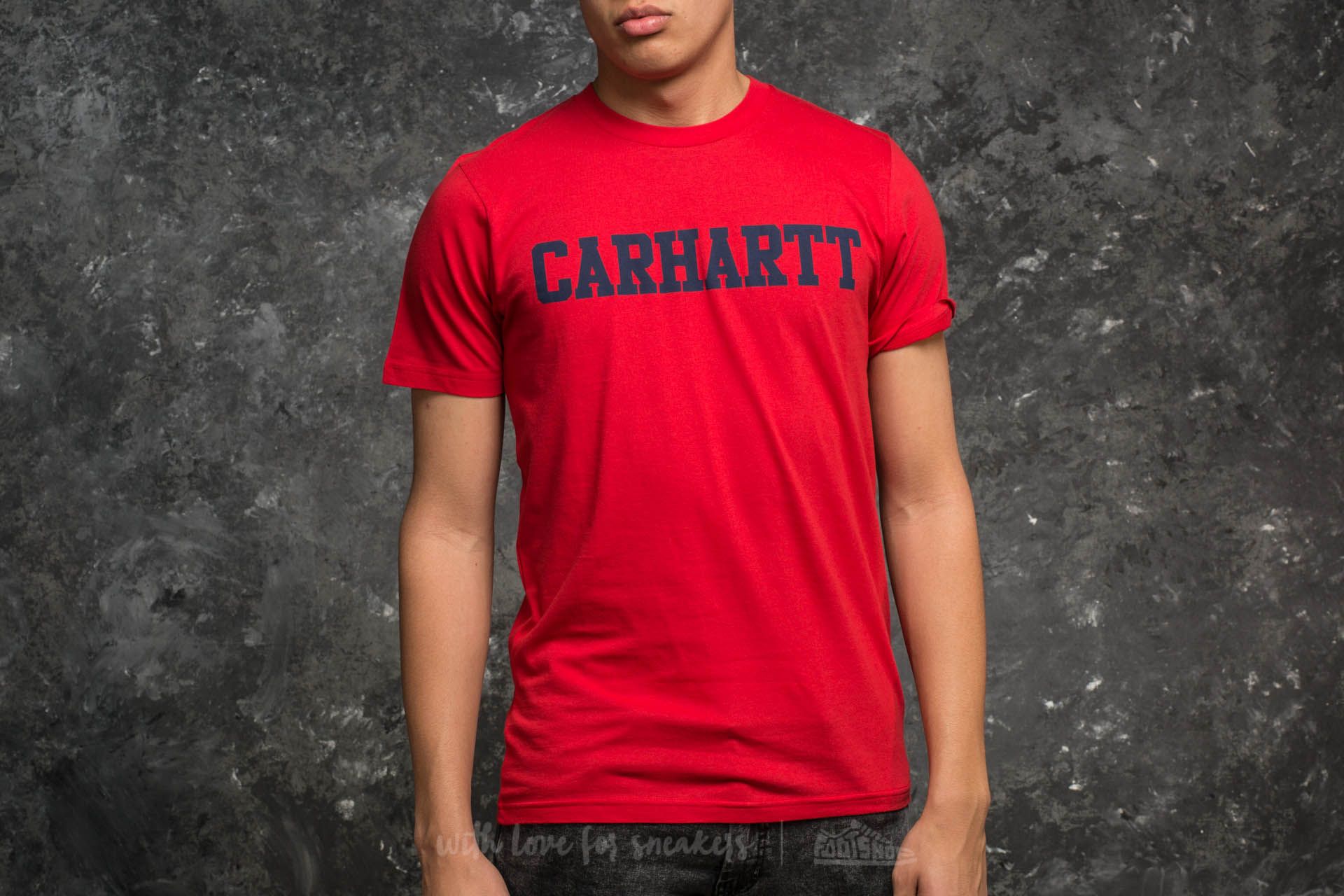Koszulki i koszule Carhartt WIP Shortsleeve College LT T-Shirt Chili/ Navy