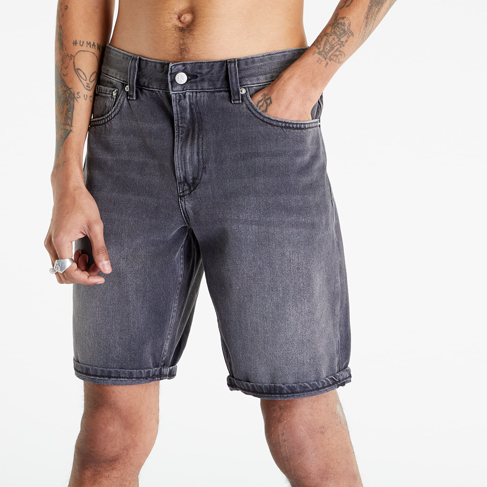 Šortai Calvin Klein Jeans Regular Shorts Denim Black