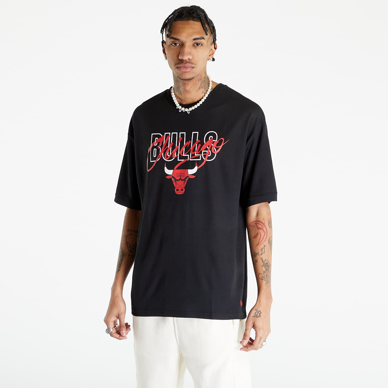 T-Shirts New Era Chicago Bulls NBA Script Oversized T-Shirt Black