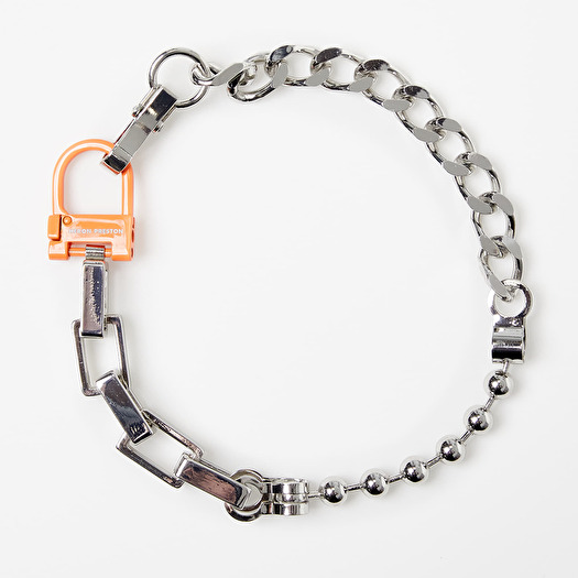 Heron Preston Multichain Square Necklace in Silver & Orange