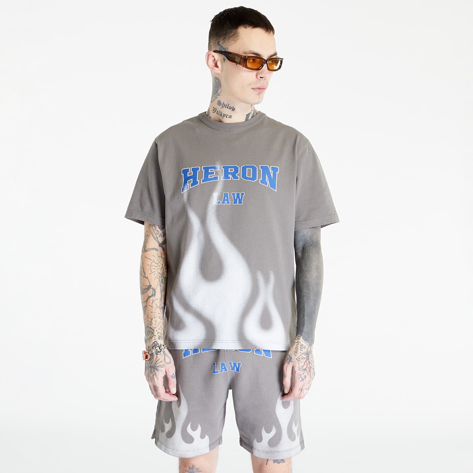 T-shirts Heron Preston Heron Law Flames Short Sleeve Tee Grey/ White