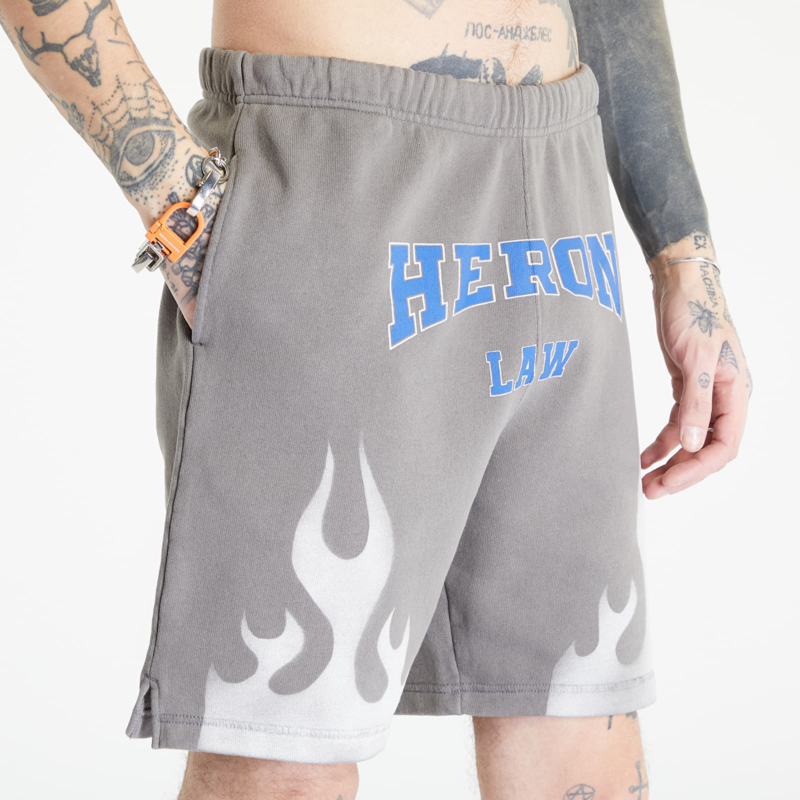 Šortky Heron Preston Heron Law Flames Sweatshorts Grey/ White
