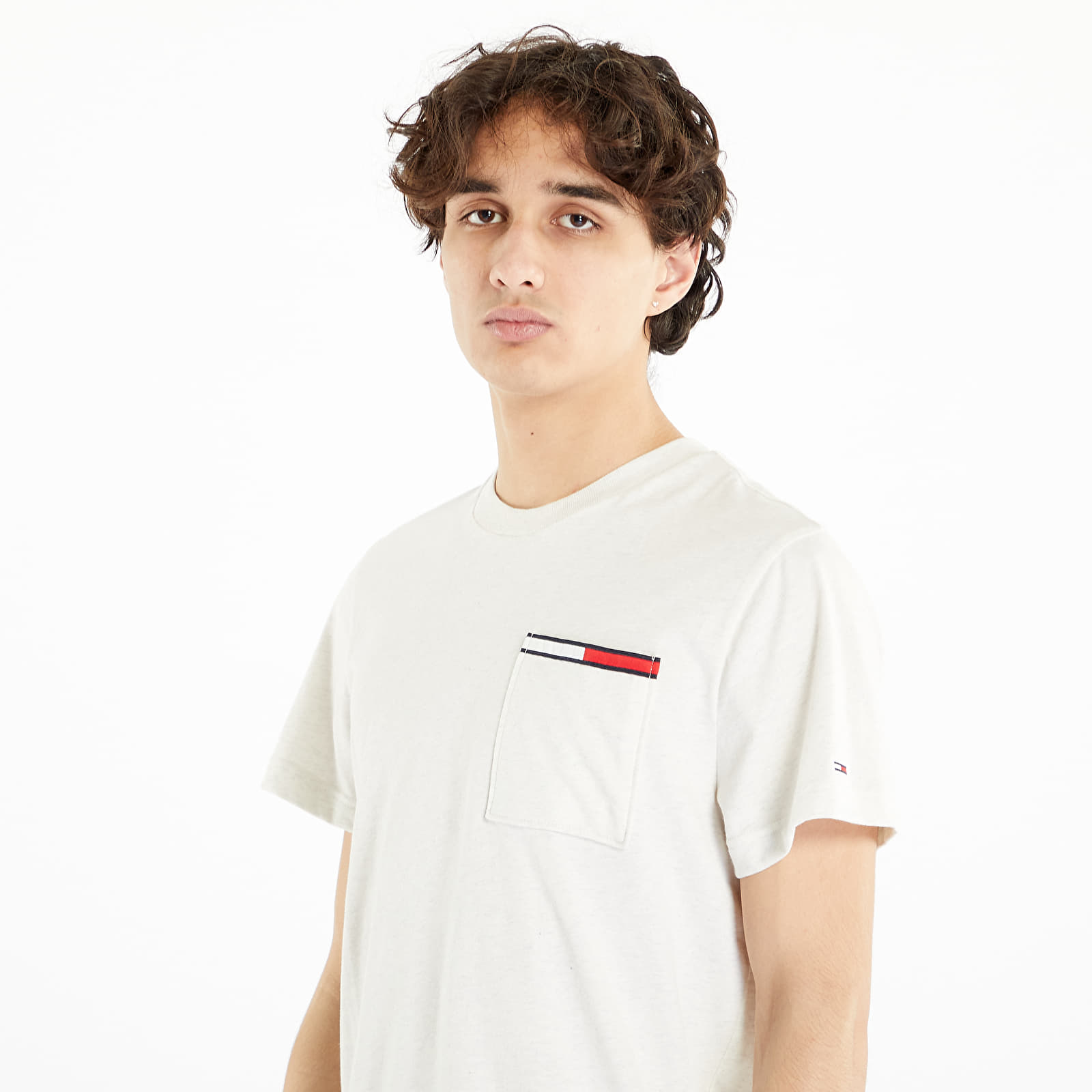 T-shirts Tommy Jeans Essential Flag Pocket Short Sleeve Tee White Heather