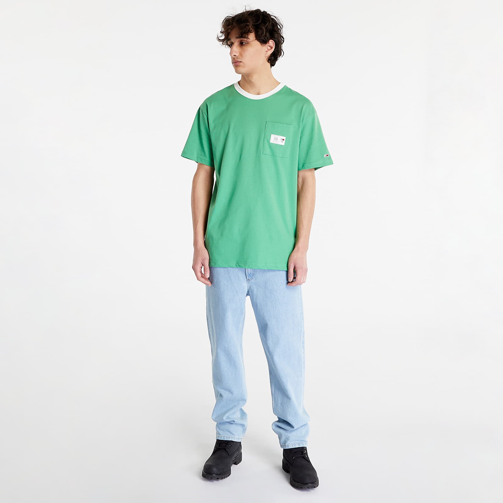 Tričká Tommy Jeans Classic Label Ringe Short Sleeve Tee Coastal Green