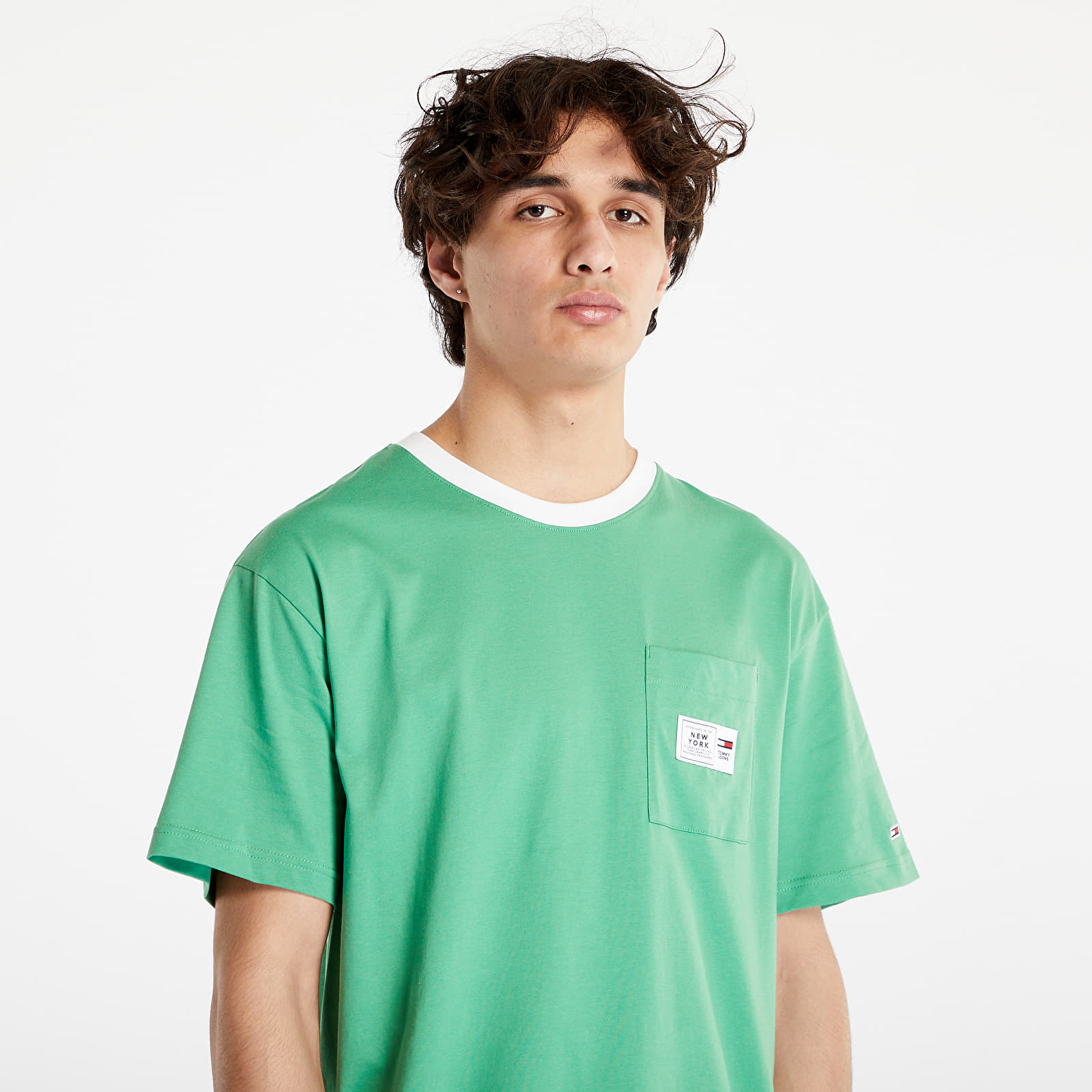 Tričká Tommy Jeans Classic Label Ringe Short Sleeve Tee Coastal Green