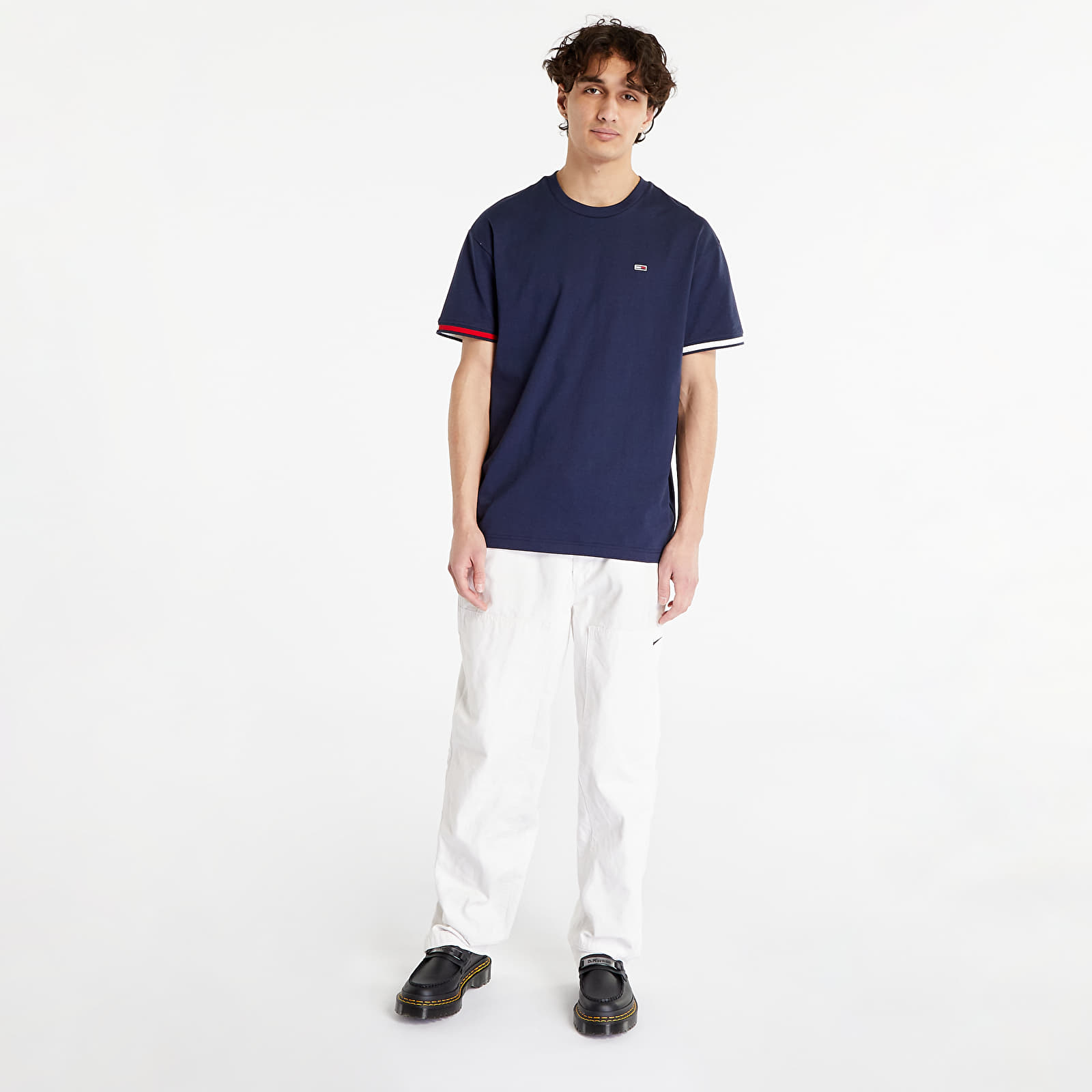 Tričká Tommy Jeans Relaxed Flag Cuff Te T-Shirt Twilight Navy