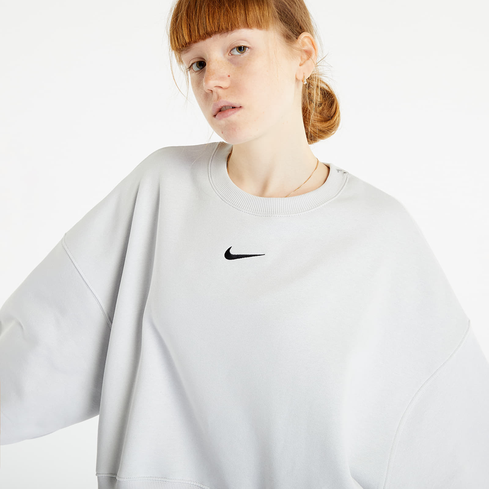 Levně Nike Sportswear Phoenix Fleece Women's Oversized Crewneck Sweatshirt Photon Dust/ Black