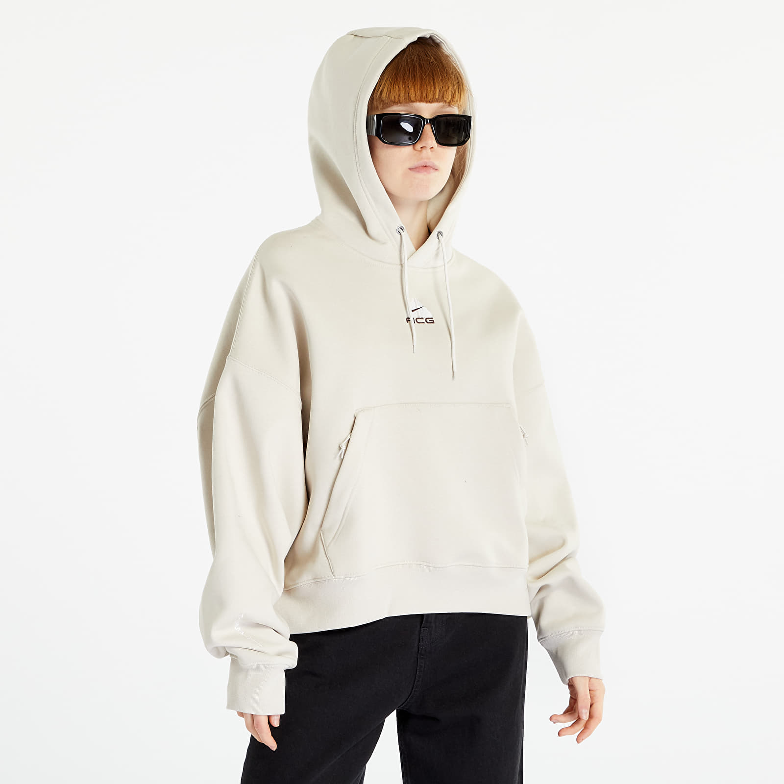 Mikiny Nike ACG Therma-FIT Women's "Tuff Knit" Fleece Hoodie Light Orewood Brown/ Summit White