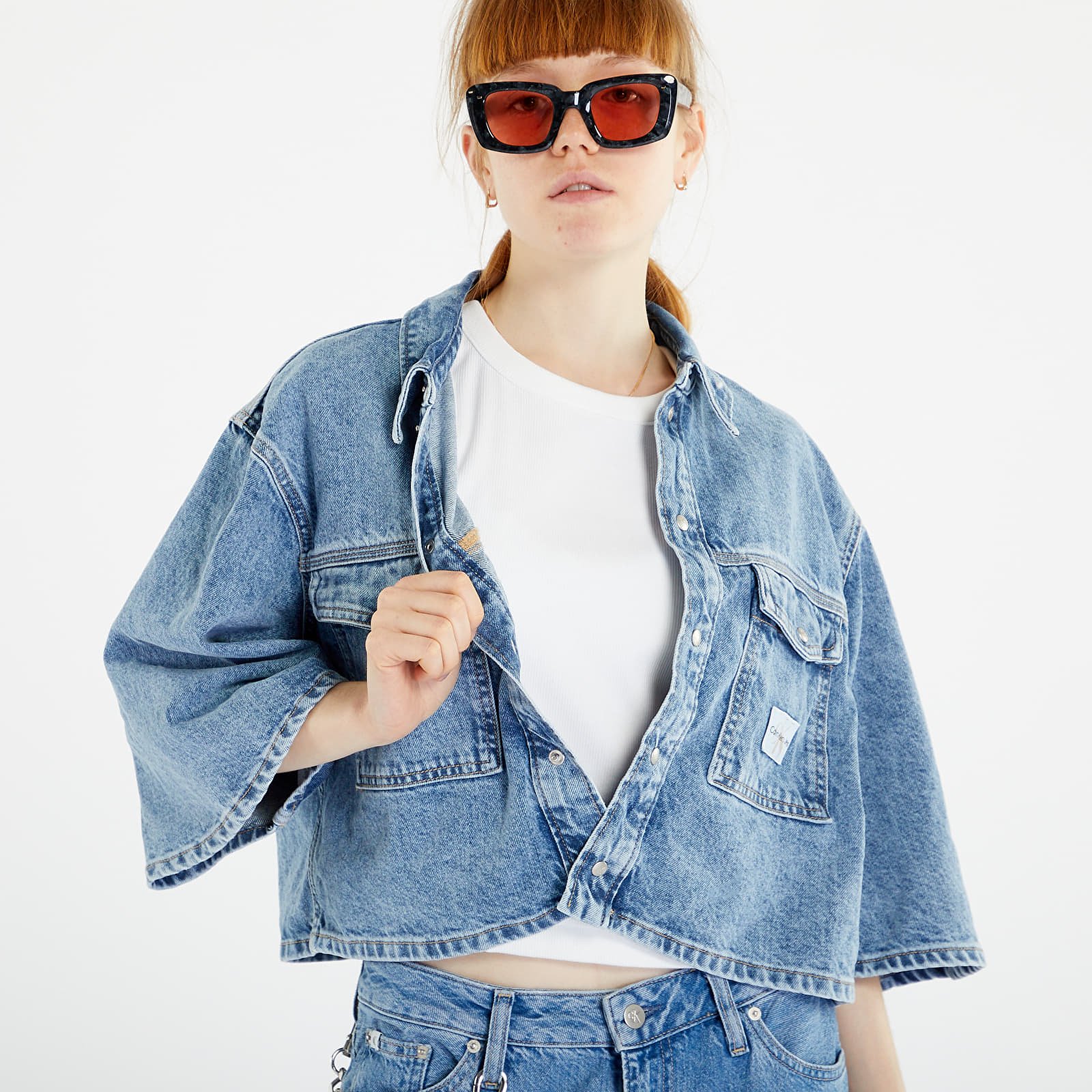 Giacche Calvin Klein Jeans Oversized Short Sleeve Jacket Denim Light
