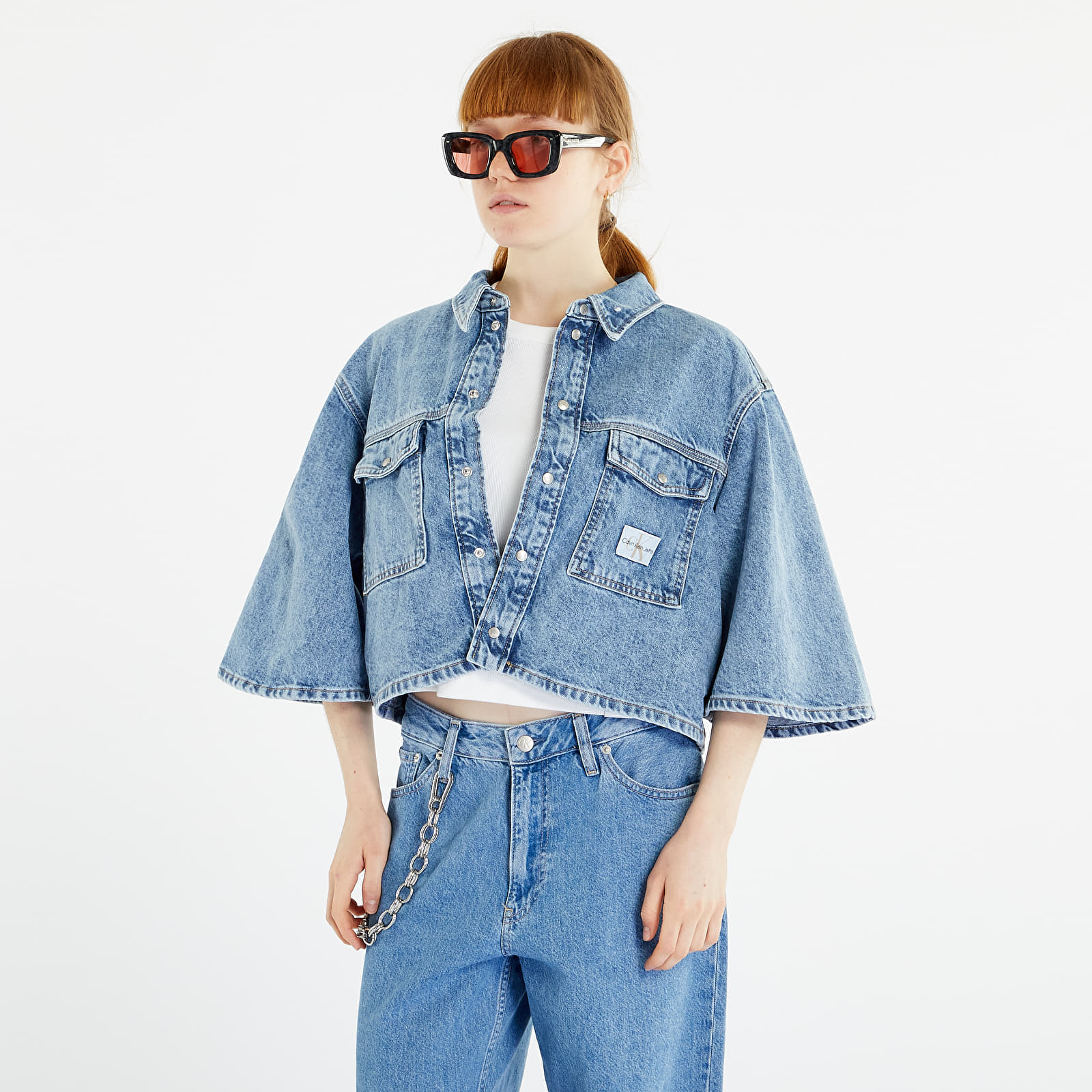 Giacche Calvin Klein Jeans Oversized Short Sleeve Jacket Denim Light