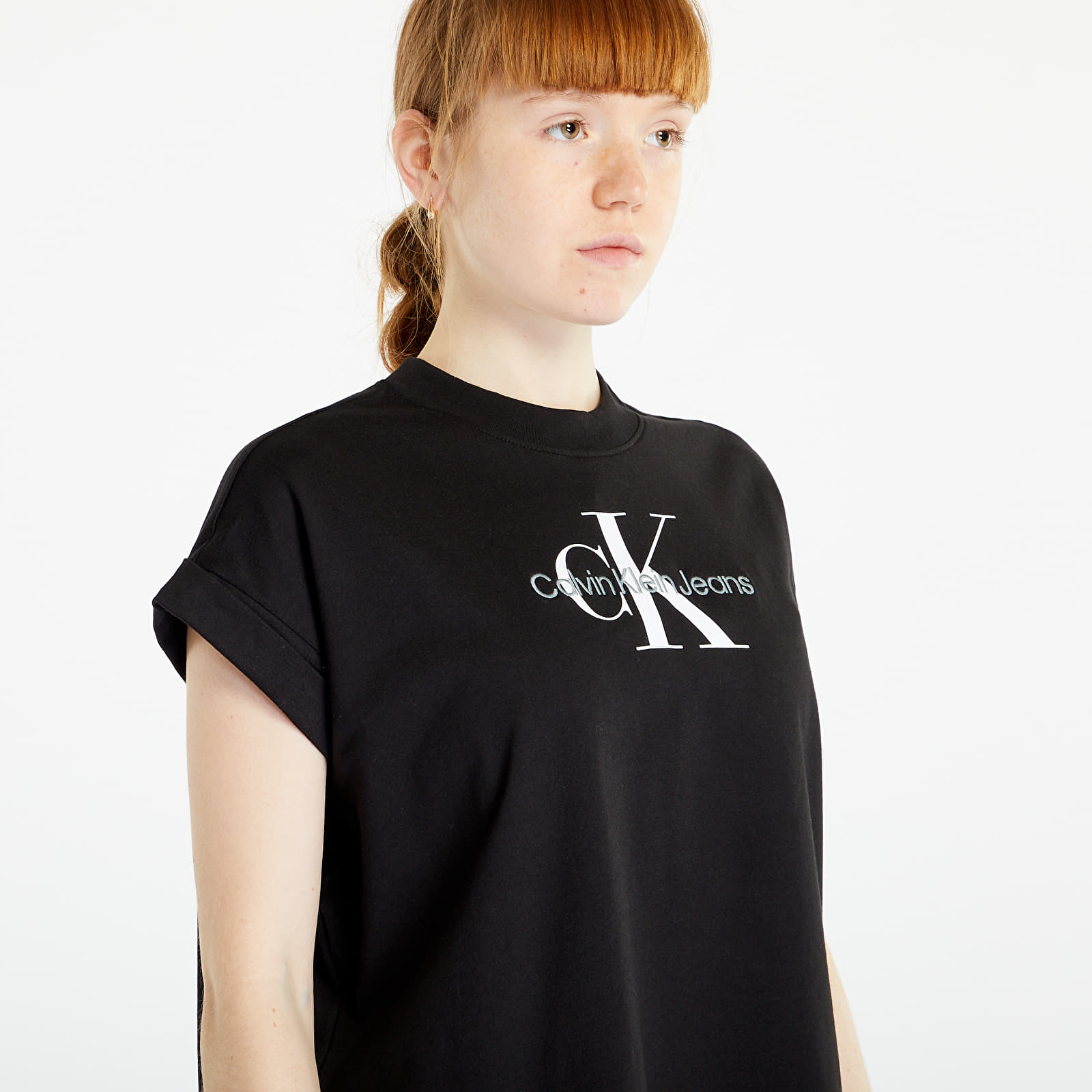 CALVIN KLEIN JEANS COTTON T-SHIRT WITH FRONT AND BACK LOGO Woman CK Black
