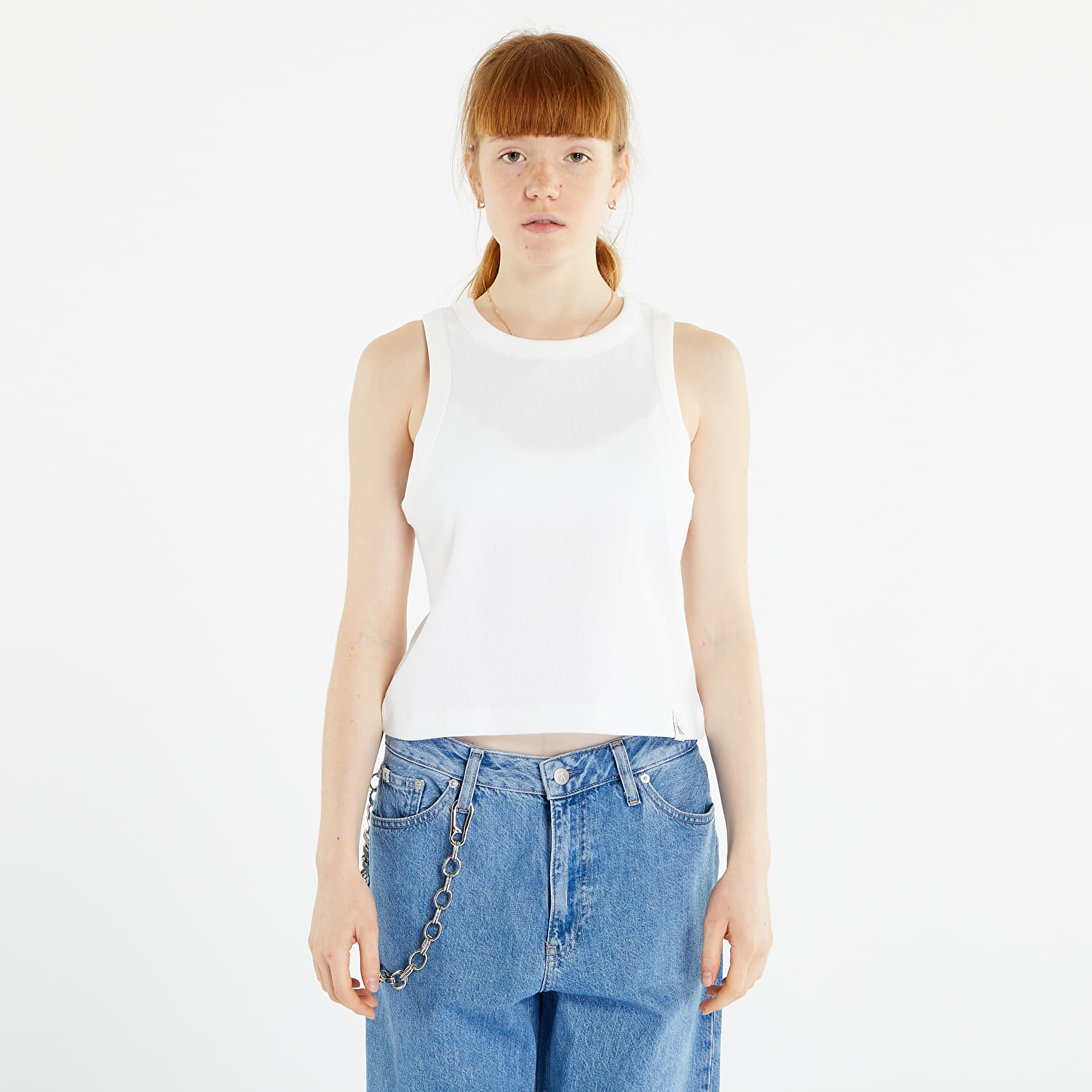 Tielka Calvin Klein Jeans Tab Rib Tank Top Bright White