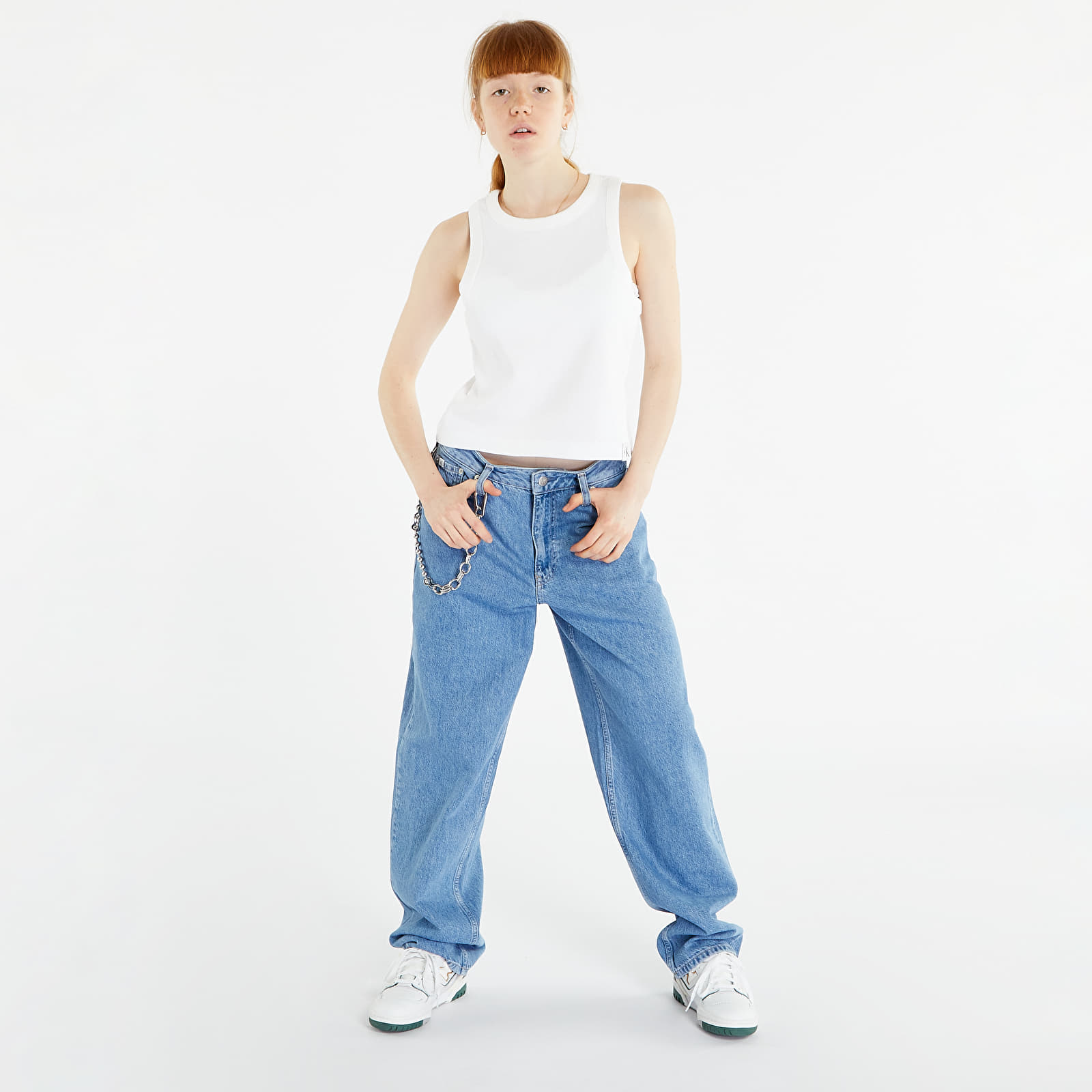 Tielka Calvin Klein Jeans Tab Rib Tank Top Bright White