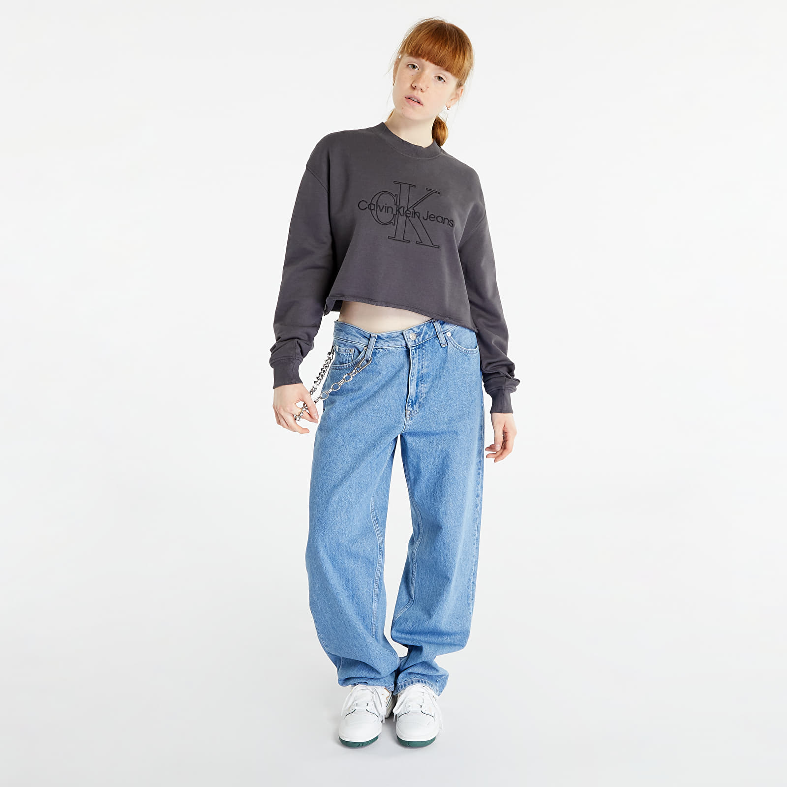 Hoodies and sweatshirts Calvin Klein Jeans Embroidered Monologo Sweatshirt Washed Black