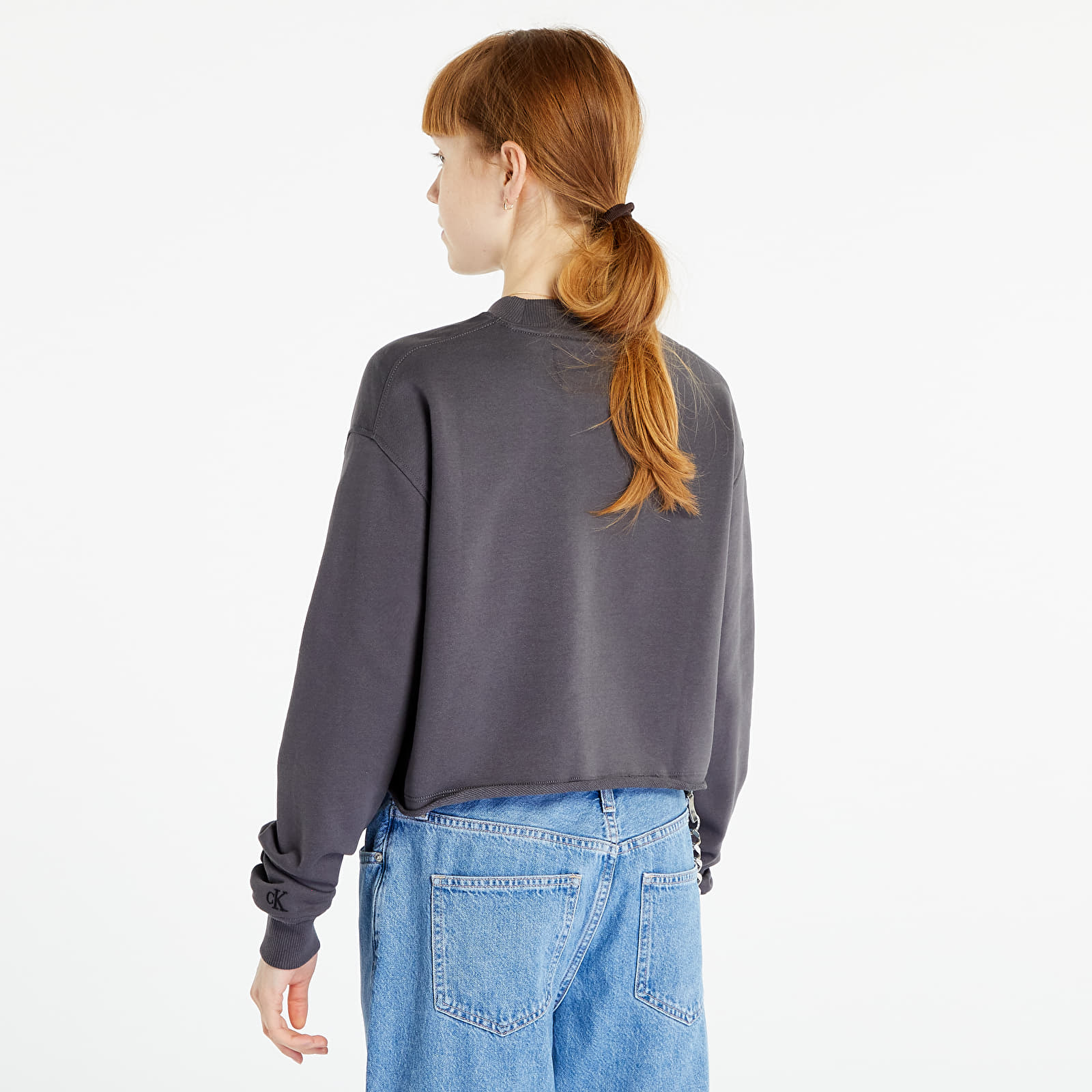 Mikinas ar kapuci un sporta krekli Calvin Klein Jeans Embroidered Monologo Sweatshirt Washed Black