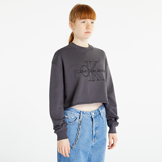 Hoodies and sweatshirts Washed Footshop Monologo Embroidered | Klein Jeans Black Sweatshirt Calvin
