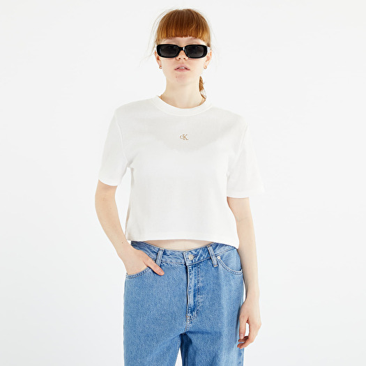 T-shirts Calvin Klein Jeans Waffle Short Sleeve Tee Greige Footshop