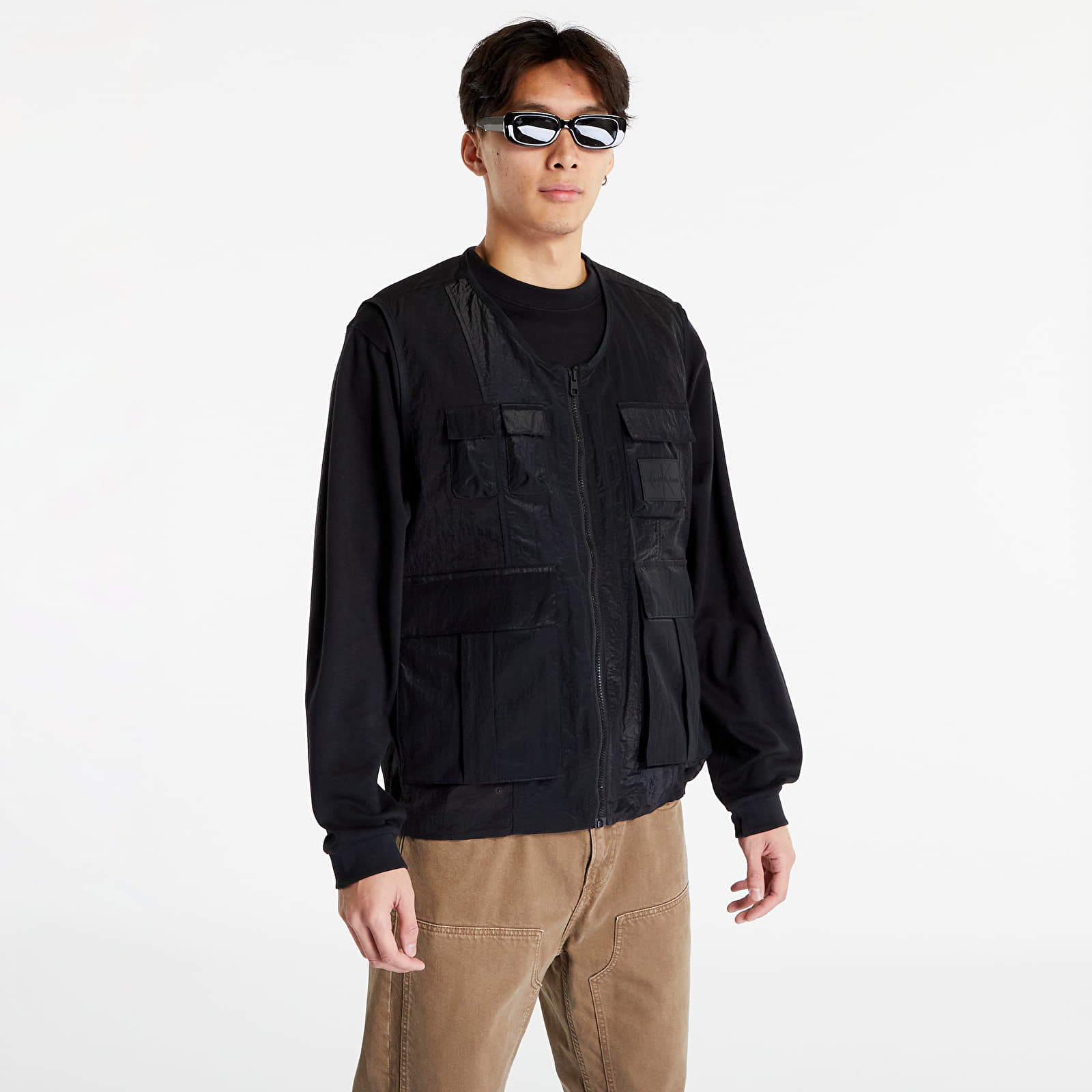 Vesty Calvin Klein Jeans Mesh Ripstop Utility Vest Black