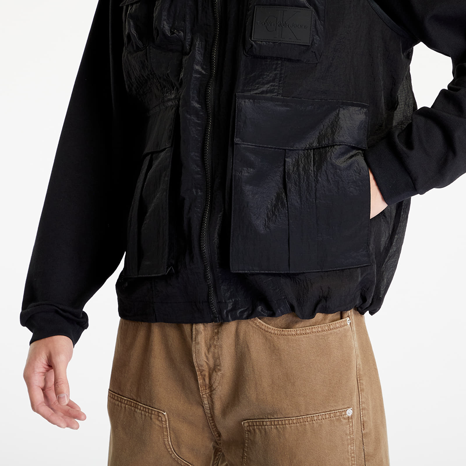Vesty Calvin Klein Jeans Mesh Ripstop Utility Vest Black