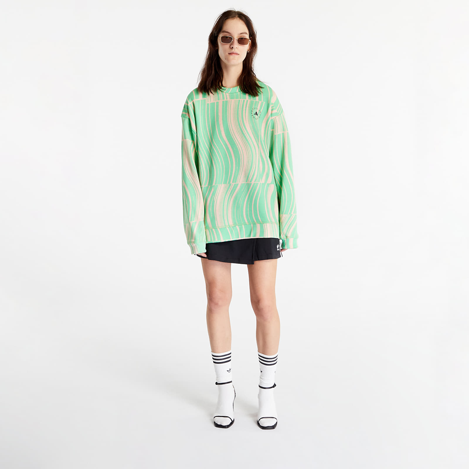 Dukserice adidas x Stella McCartney Truecasuals Graphic Sweatshirt Screaming Green/ Blush Pink