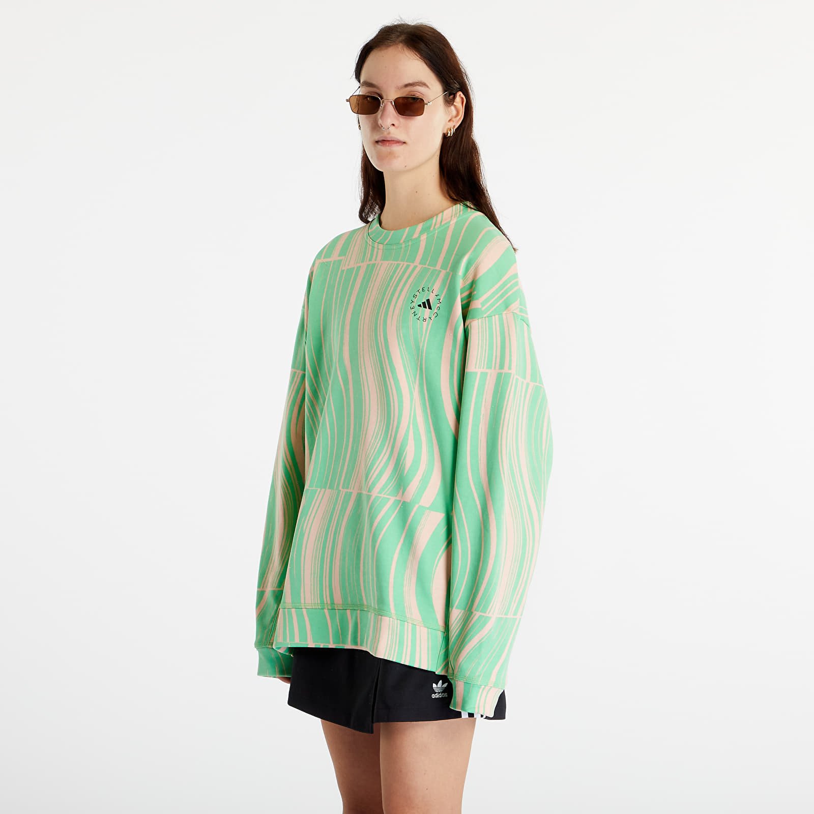 Džemperiai su gobtuvais ir džemperiai adidas x Stella McCartney Truecasuals Graphic Sweatshirt Screaming Green/ Blush Pink