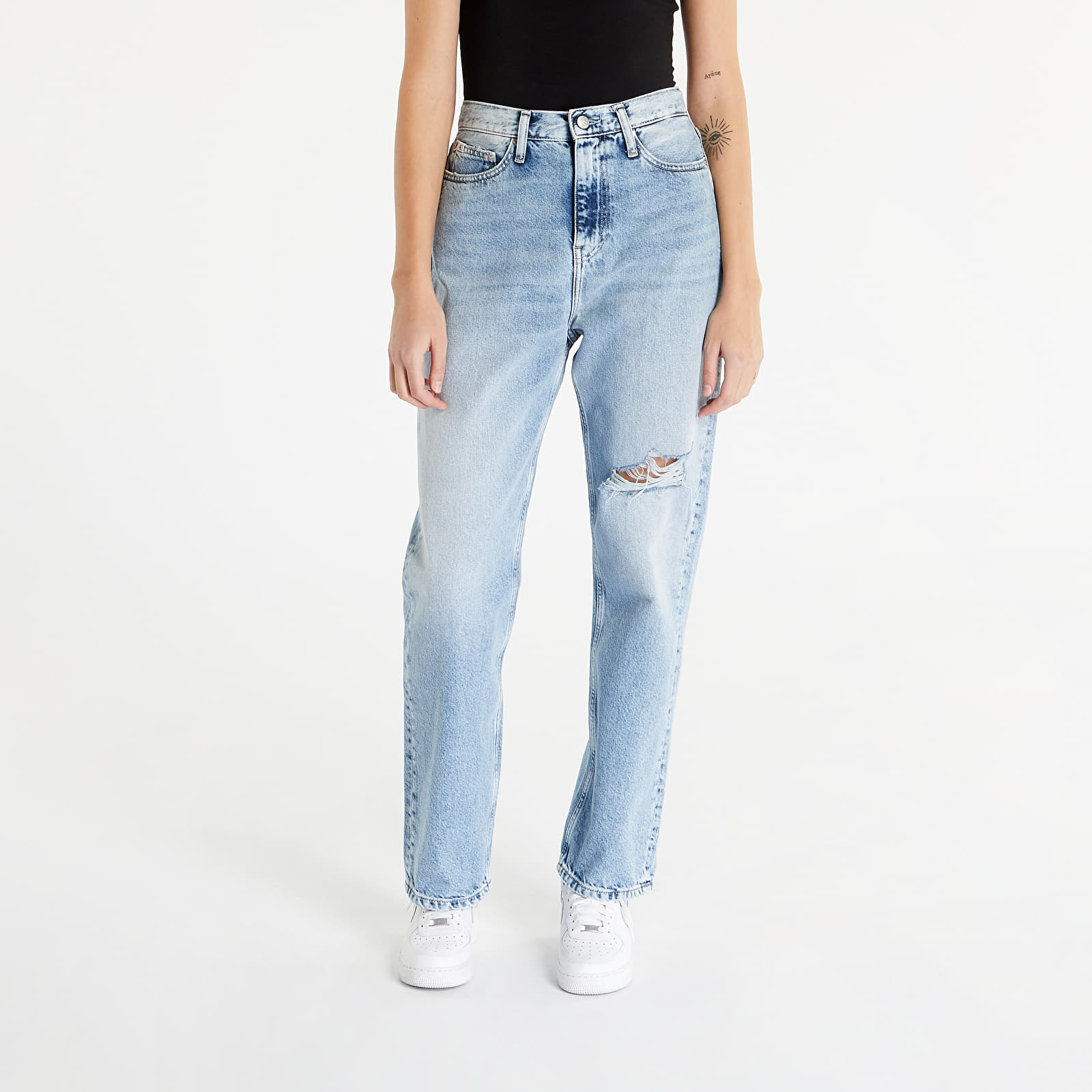 Džínsy Calvin Klein Jeans High Rise Straight Pants Denim Light