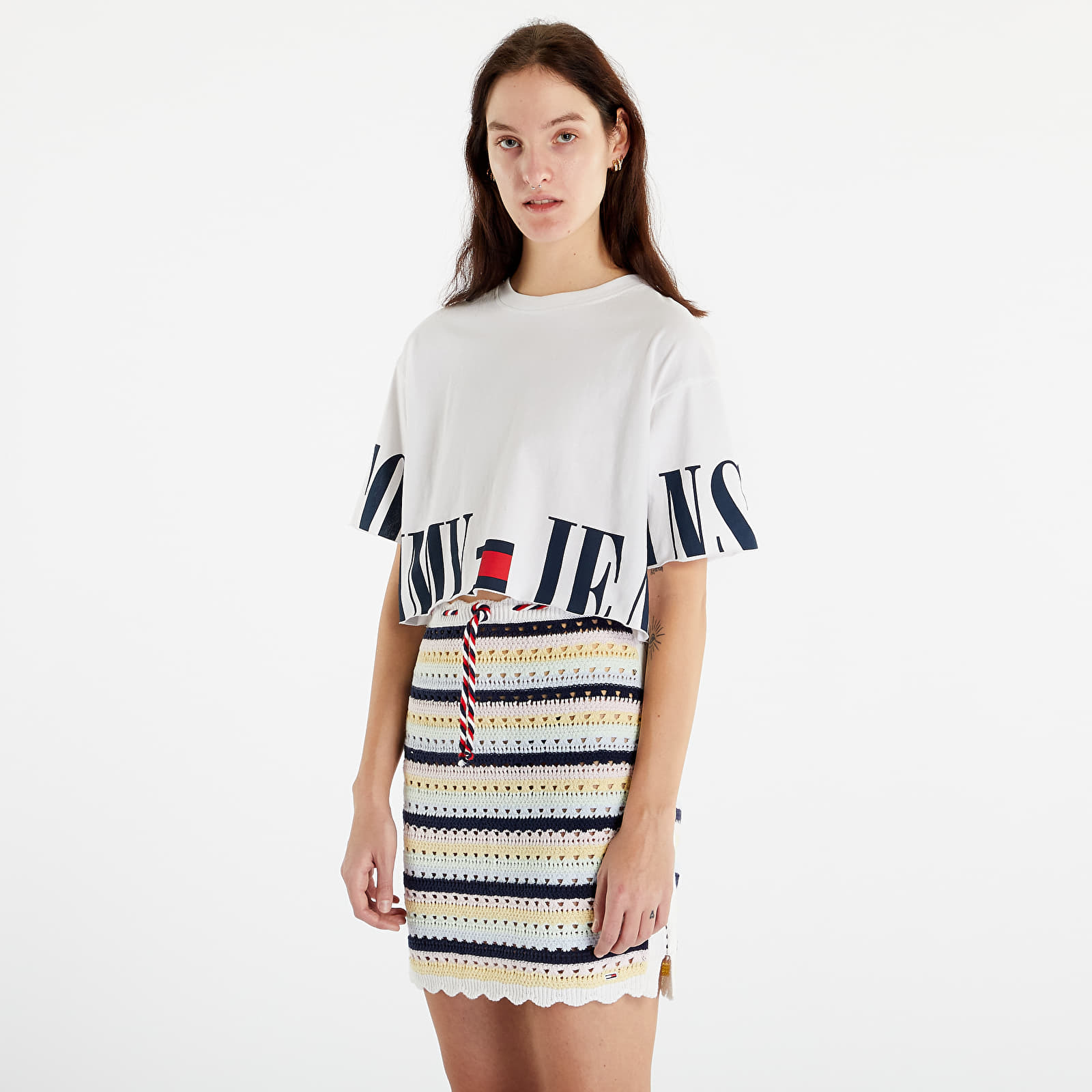 Tommy Hilfiger - Tommy Jeans Oversized Crop Archive Short Sleeve T-Shirt White