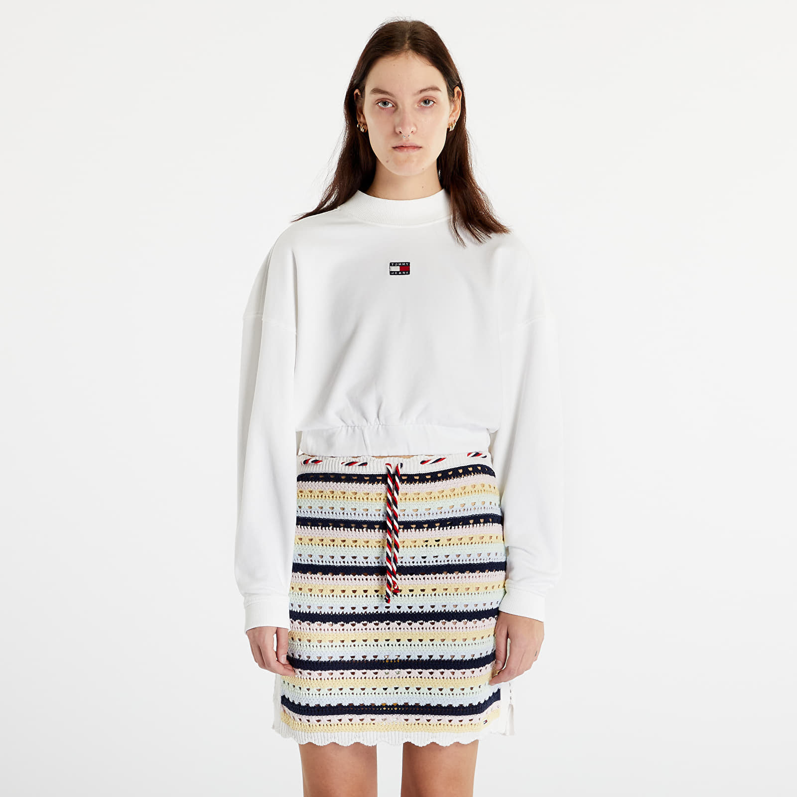 Tommy Hilfiger - Tommy Jeans Boxy Crop Badge Hoodie White