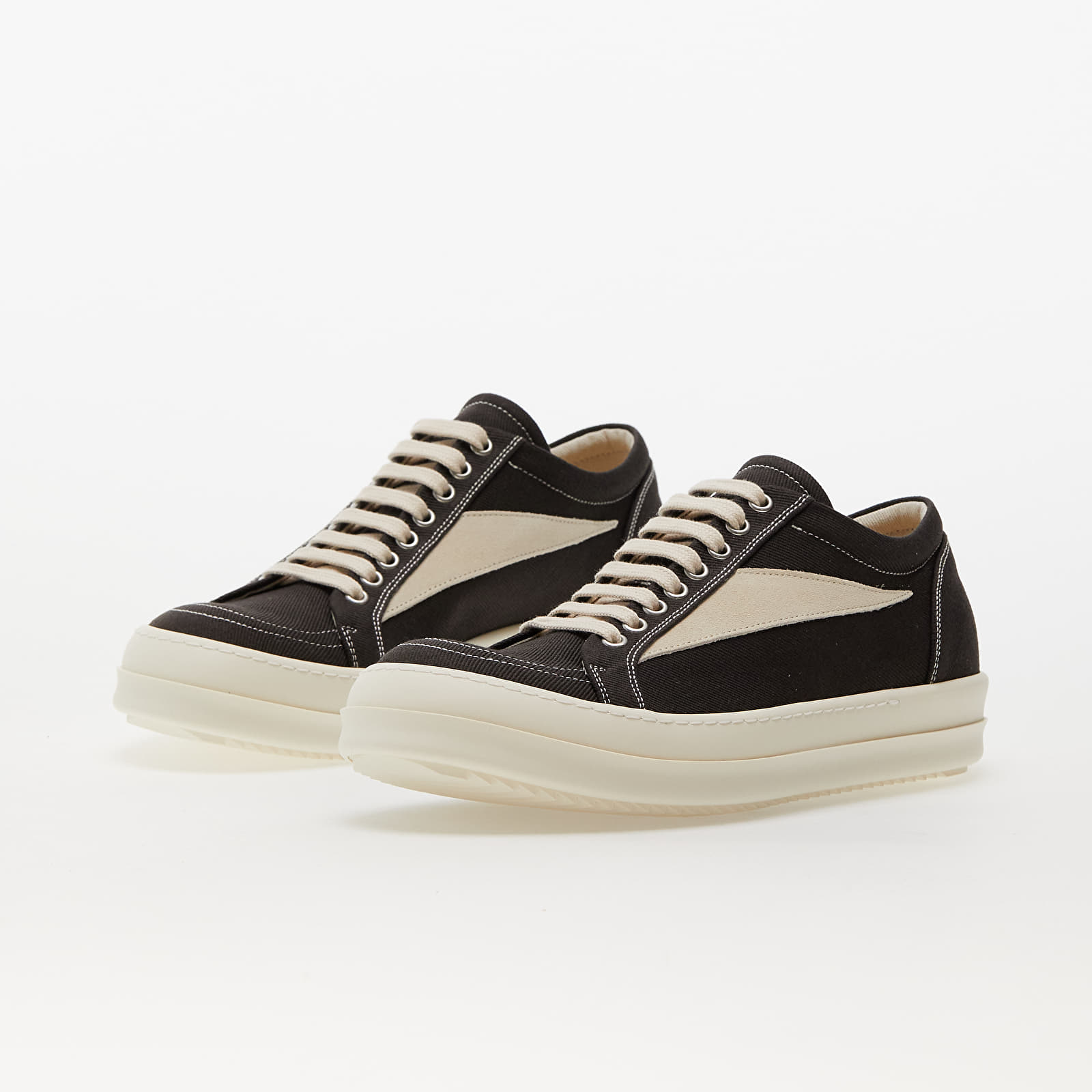 Rick Owens Denim Shoes - Vintage Sneaks Dark Dust/ Pearl/ Milk