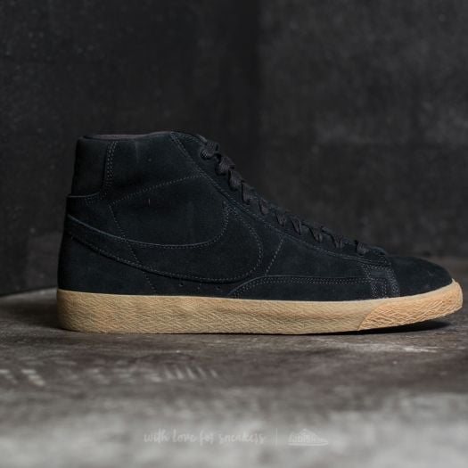 Men s shoes Nike Blazer Mid Premium Black Black Gum Light Brown Footshop