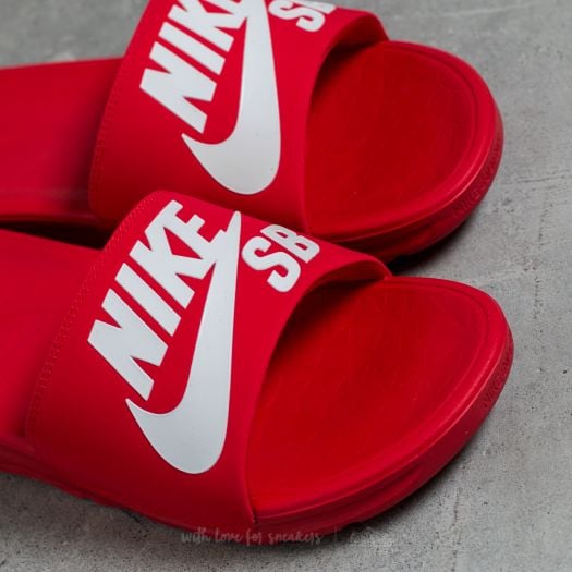 Nike sb benassi solarsoft red & white slides sale