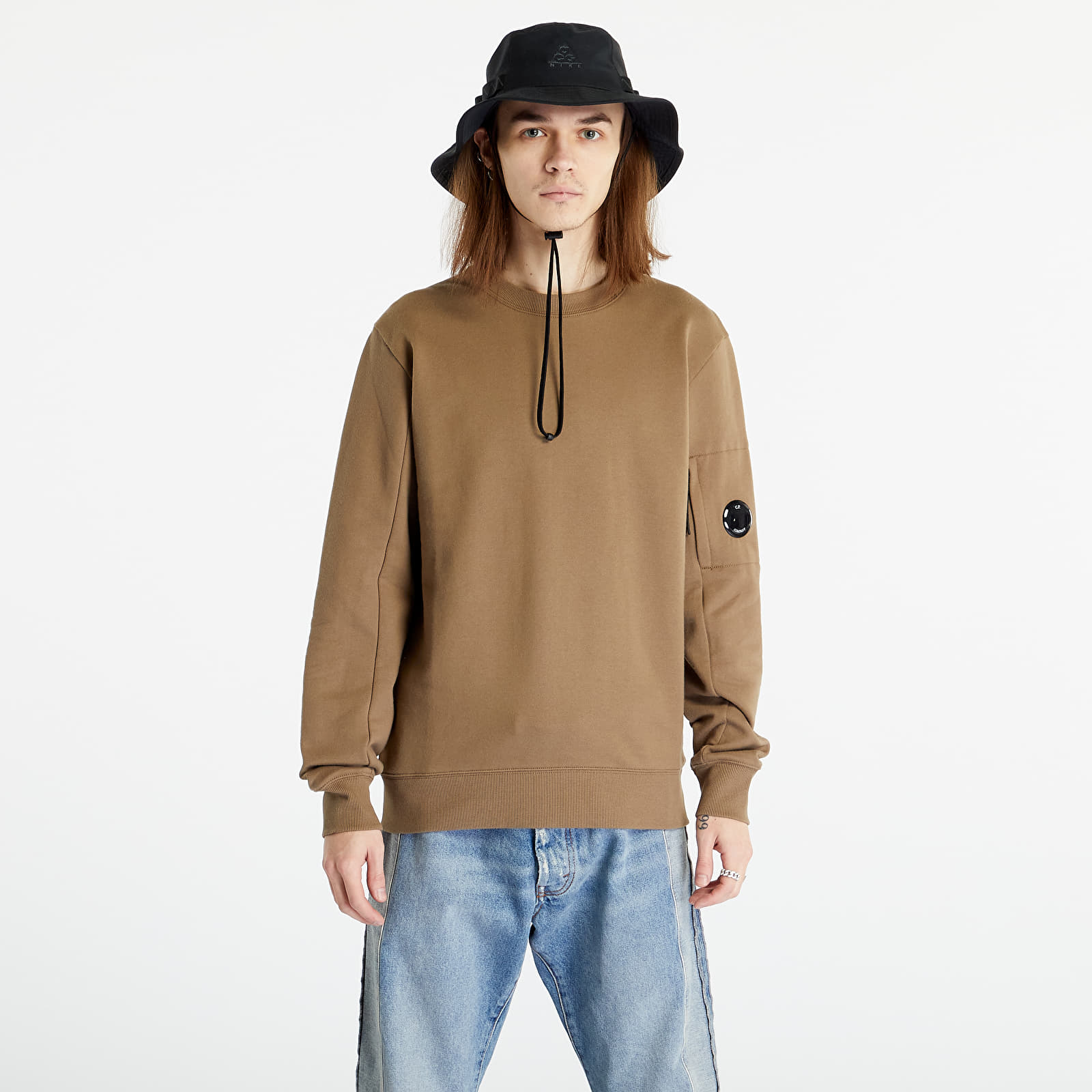 Hanorace C.P. Company Diagonal Raised Fleece Back Logo Sweatshirt Lead Gray
