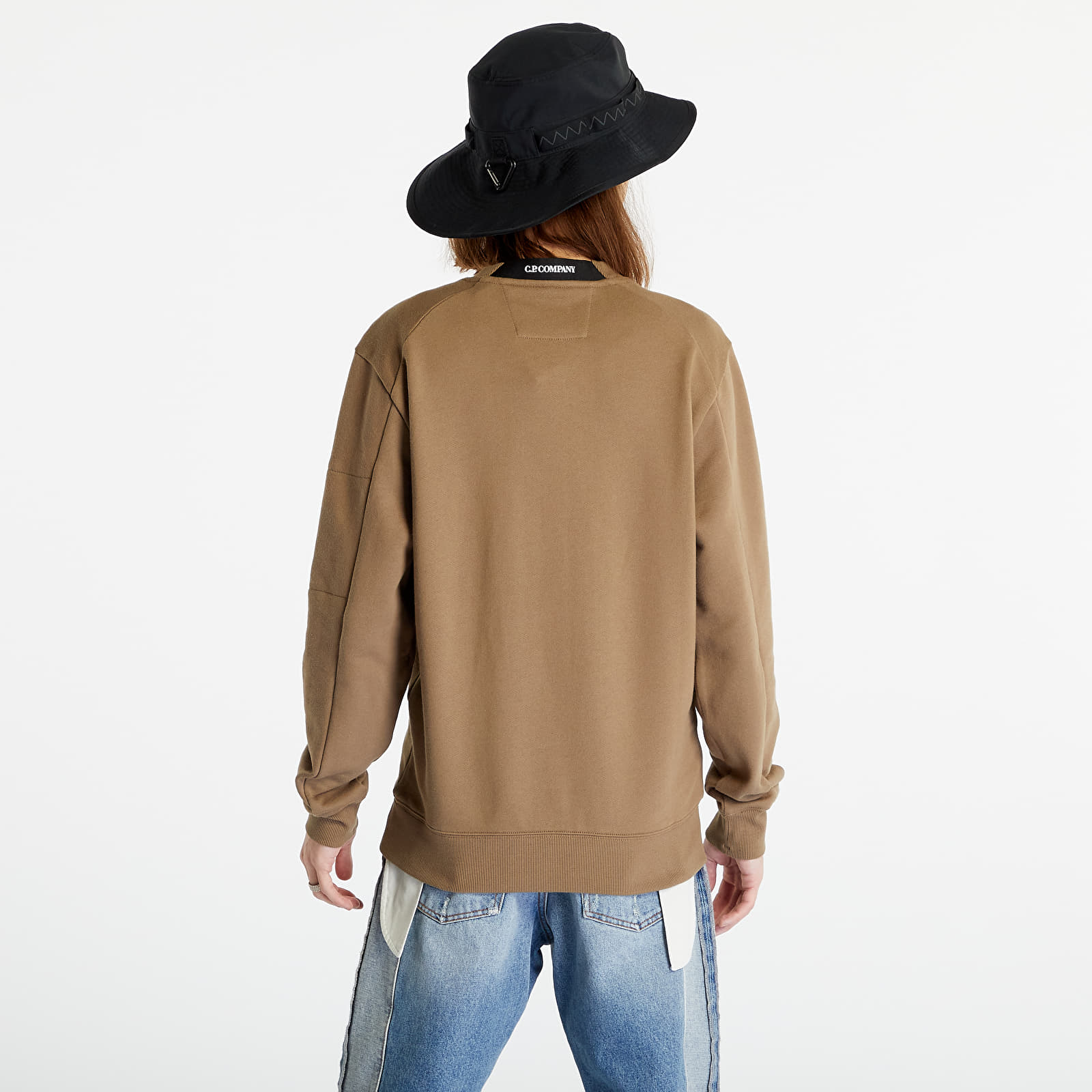 Hanorace C.P. Company Diagonal Raised Fleece Back Logo Sweatshirt Lead Gray