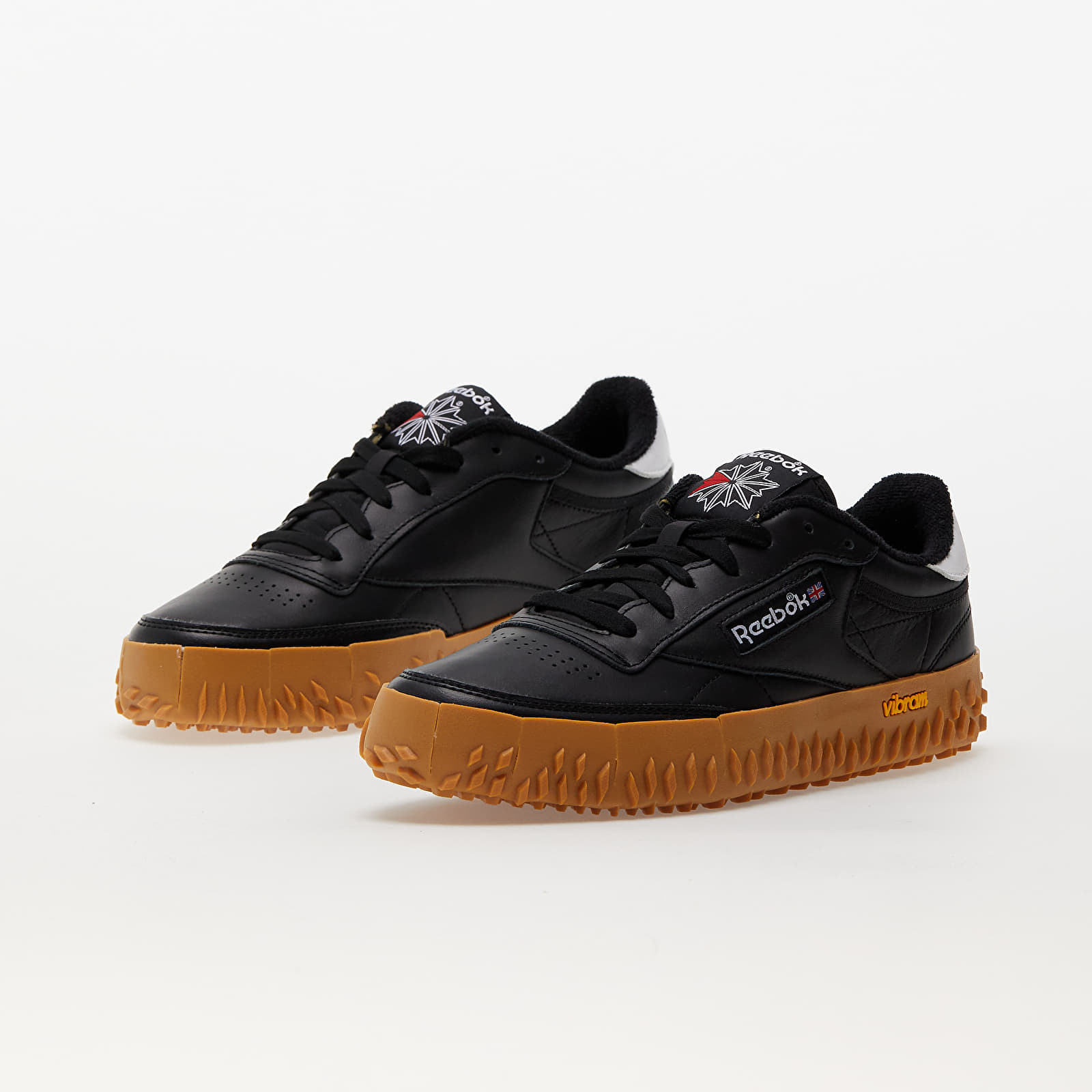 Reebok club c leather trainers in black on sale