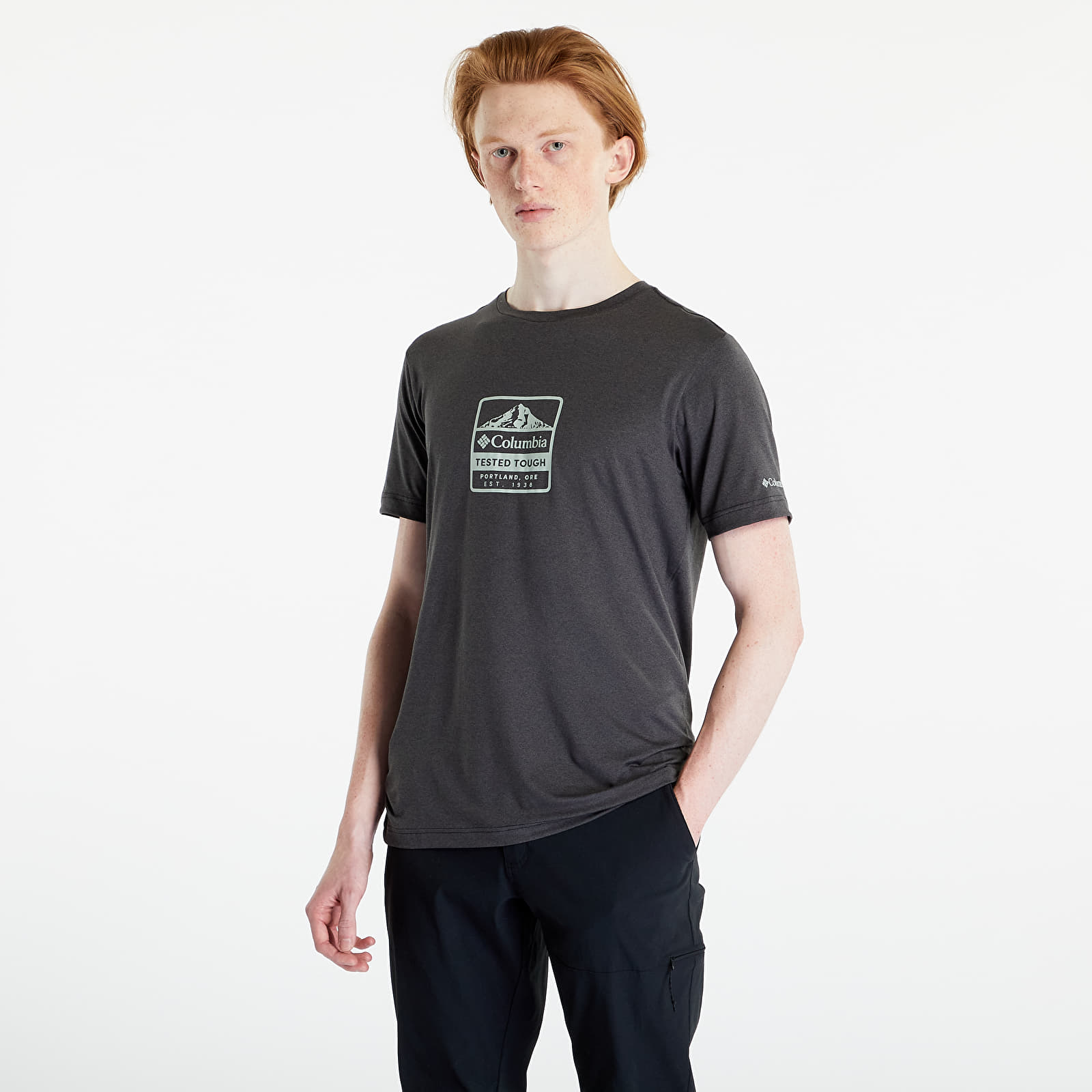 Marškinėliai Columbia Tech Trail™ Front Graphic Short Sleeve Tee Black Heather/ Tes