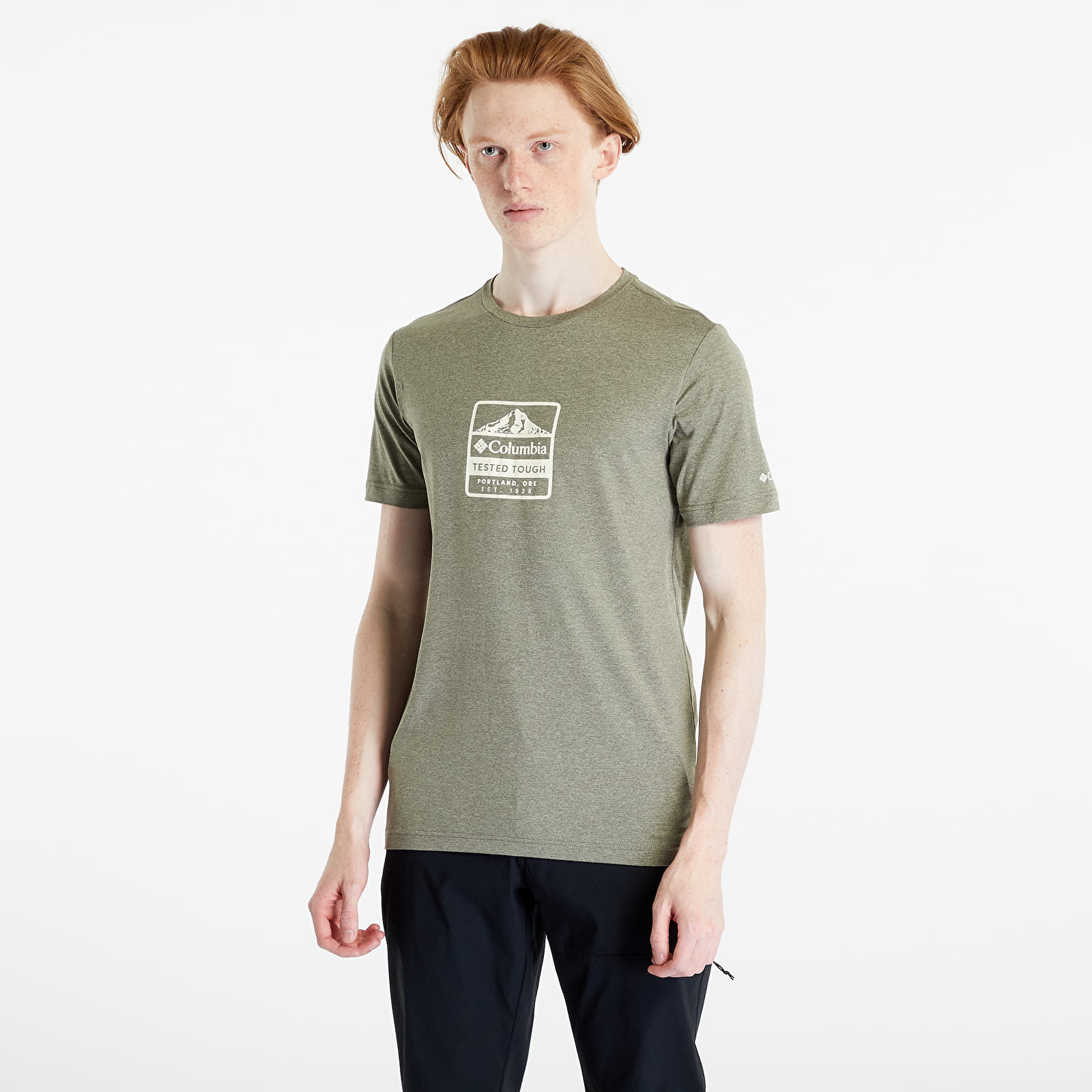 Levně Columbia Tech Trail™ Front Graphic Short Sleeve Tee Stone Green Heather