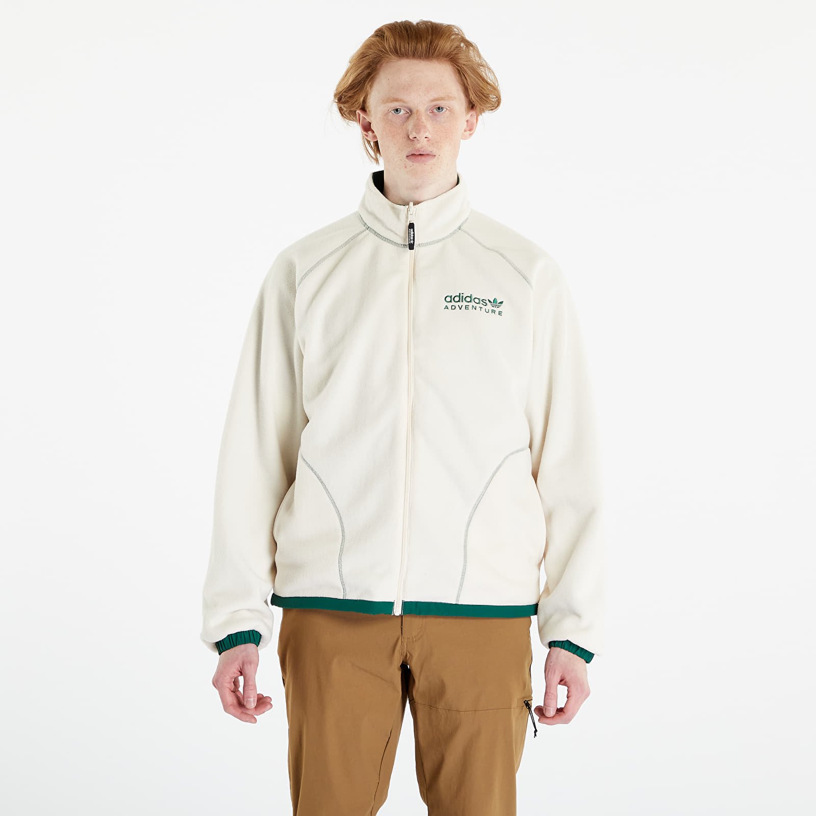 Jassen adidas Adventure Fleece Reversible Polar Half Zip Jacket Wonder White/ Dark Green