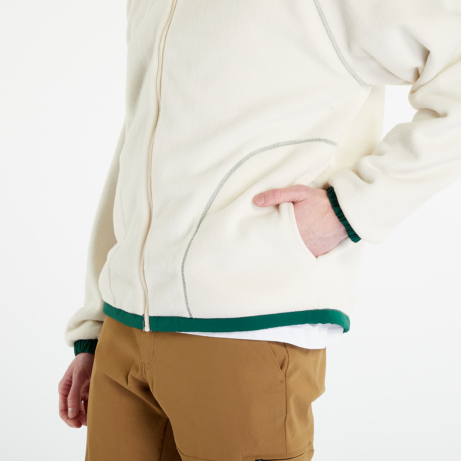 Jakne  adidas Adventure Fleece Reversible Polar Half Zip Jacket Wonder White/ Dark Green