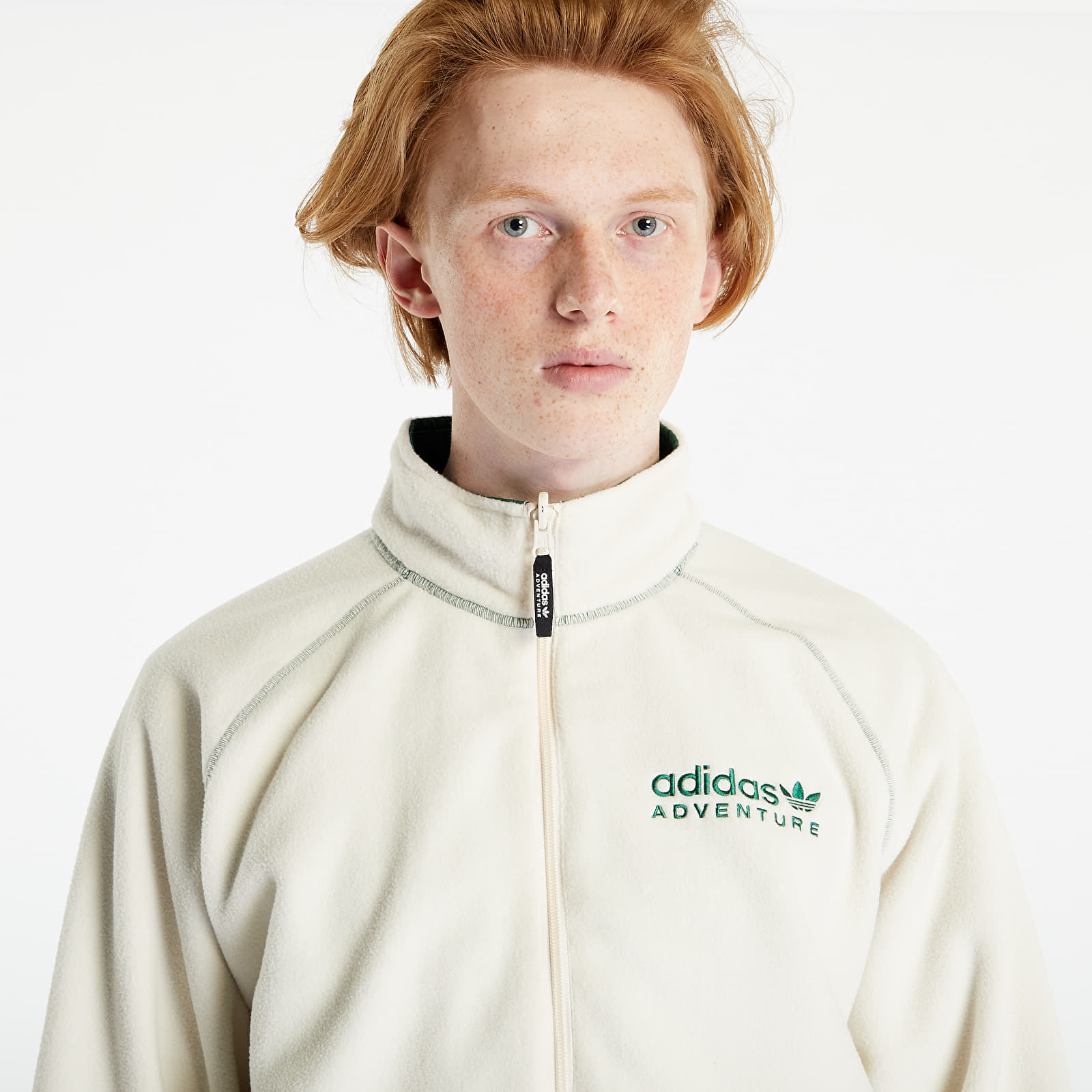 Jackets adidas Adventure Fleece Reversible Polar Half Zip Jacket Wonder White Dark Green Footshop