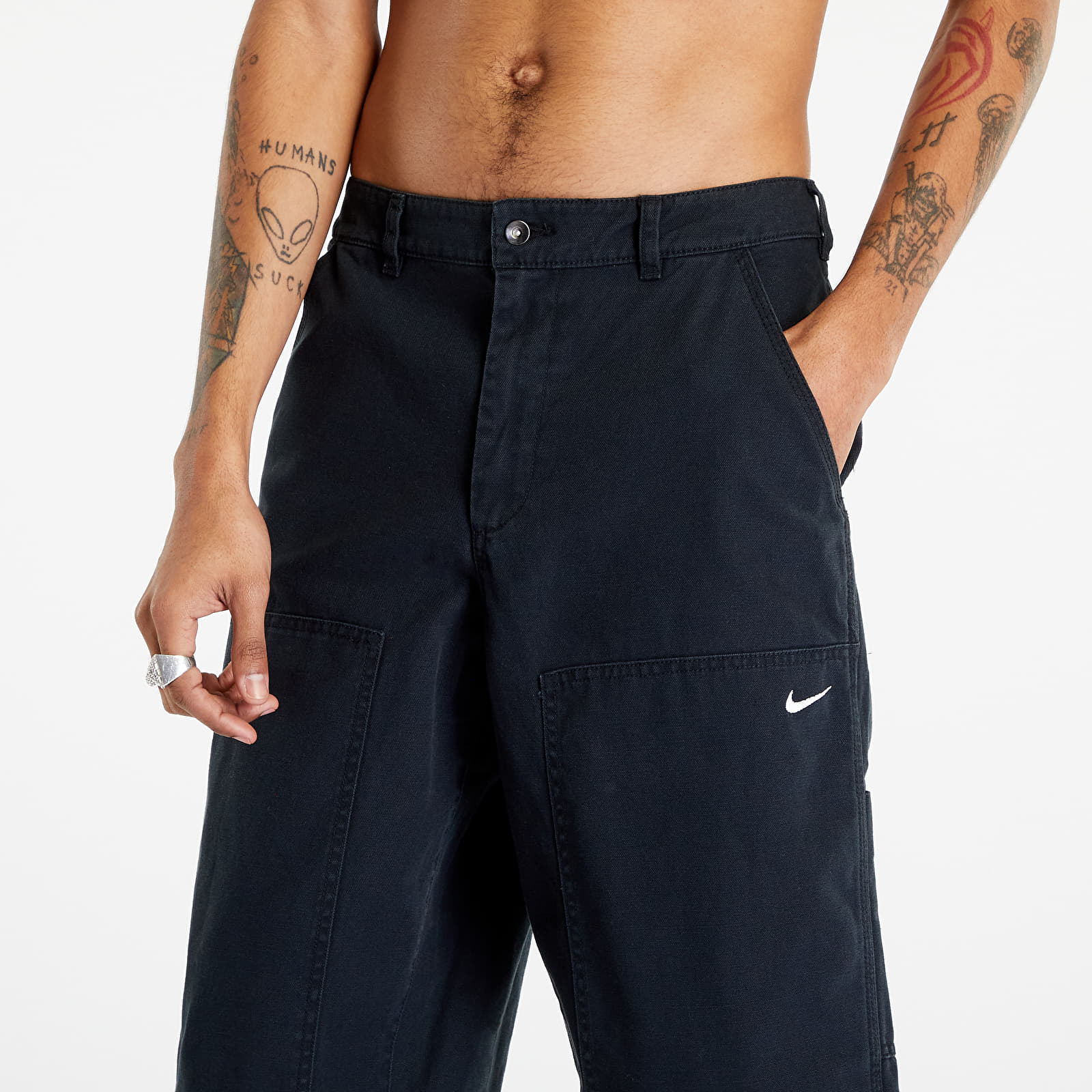 Džíny a kalhoty Nike Sportswear Men's Double-Panel Pants Black/ White
