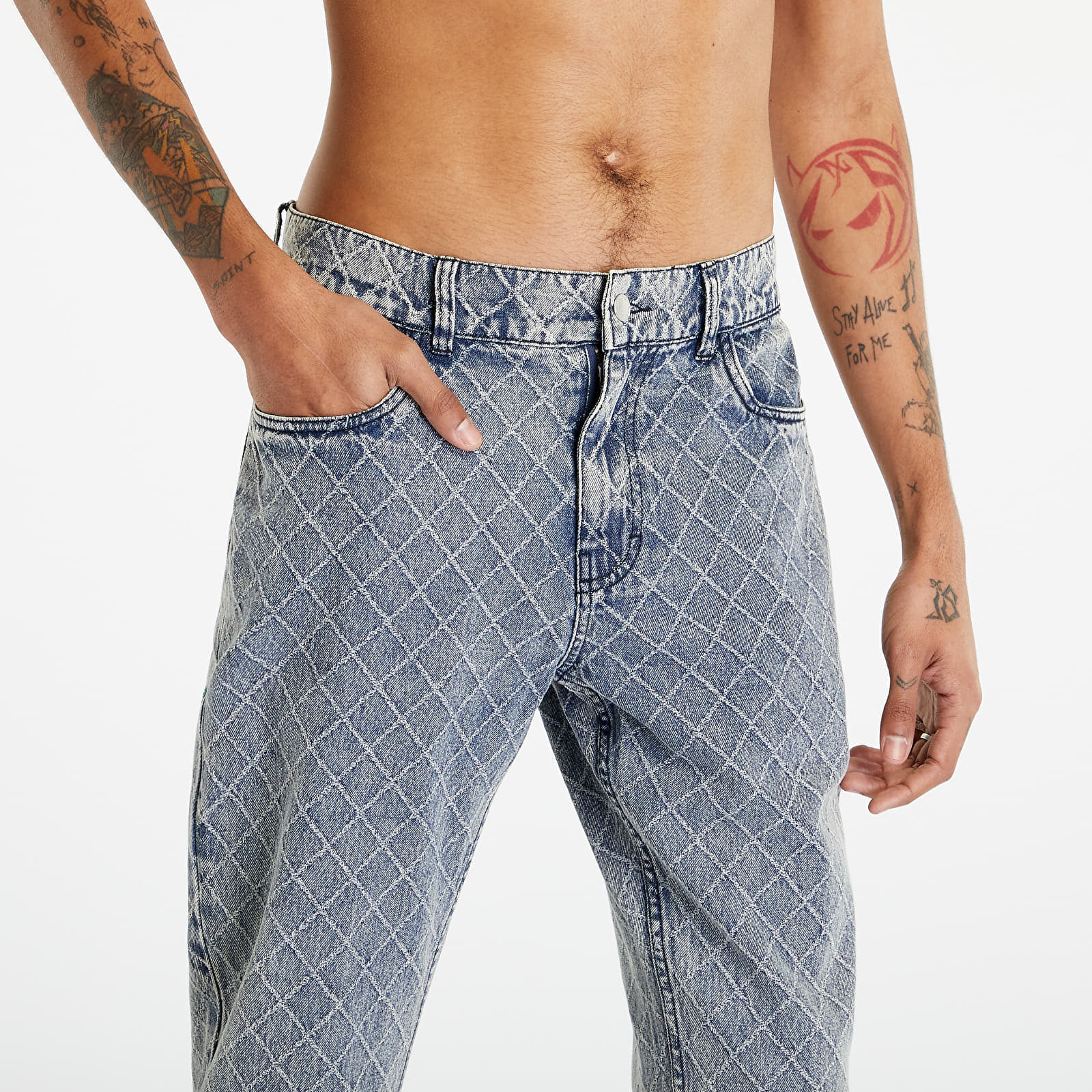 Blugi Pleasures Ingress 5 Pocket Denim Washed Indigo