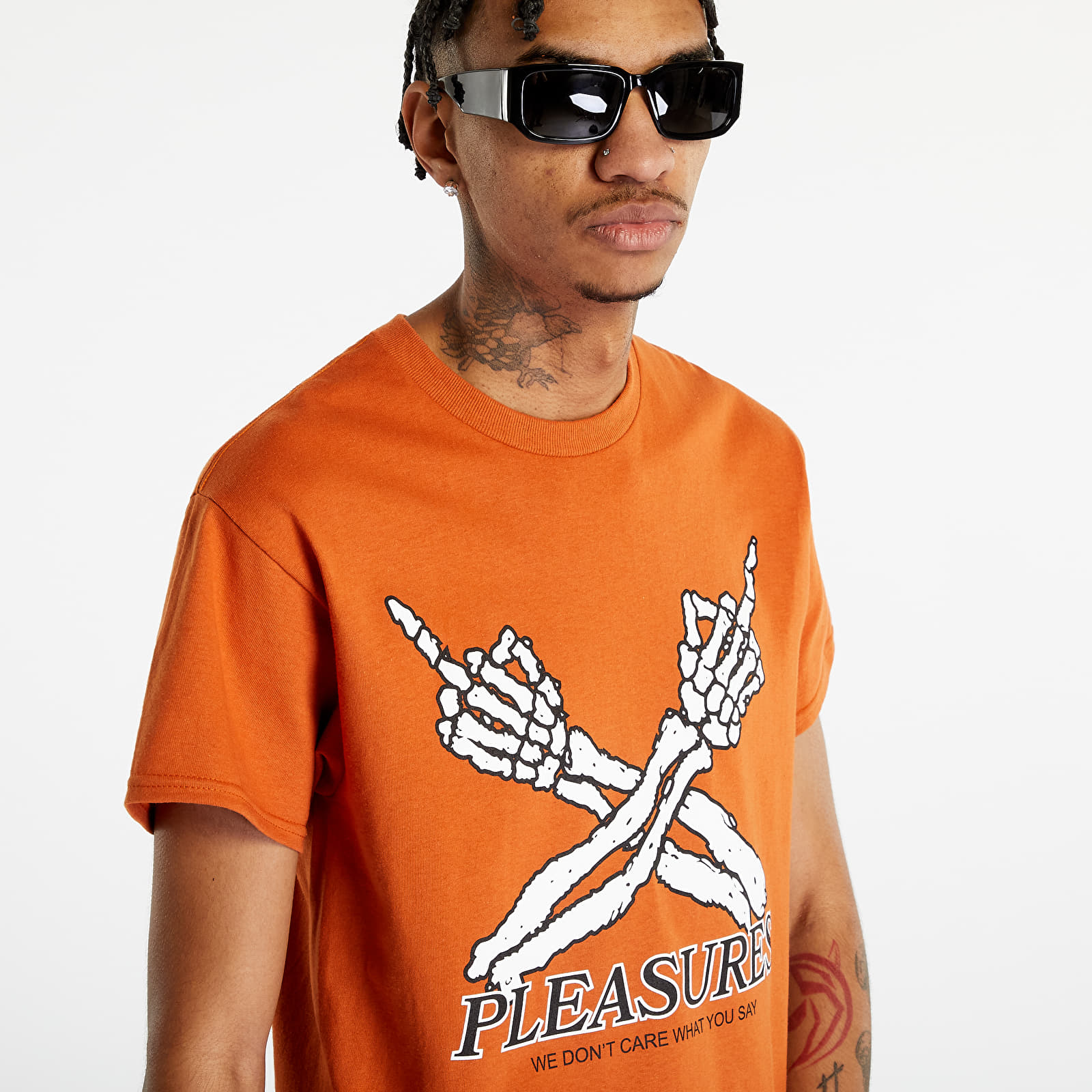T-shirts PLEASURES Don't Care T-Shirt Texas Orange