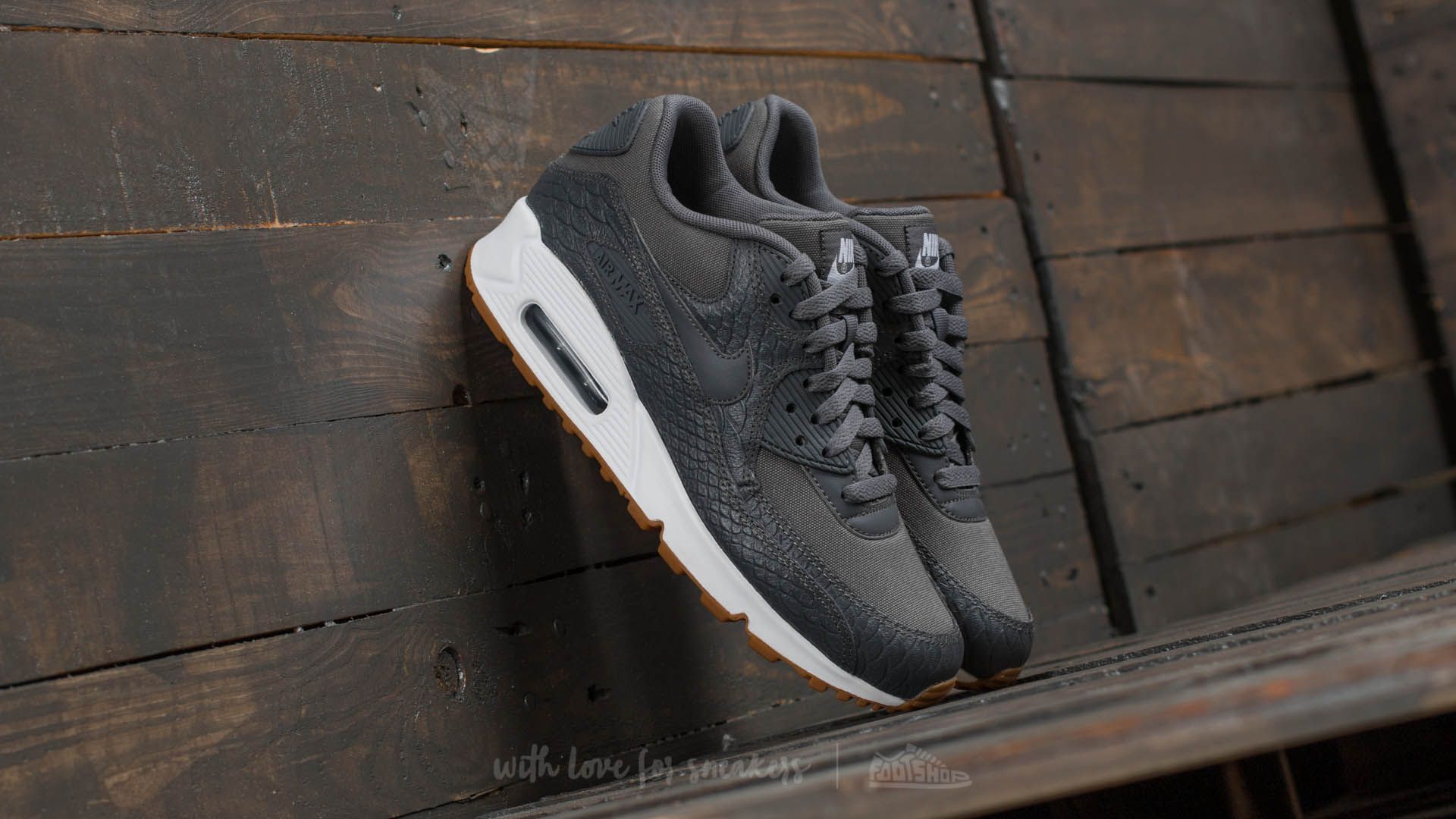 Nike air max 90 premium dark grey/gum yellow/white shop