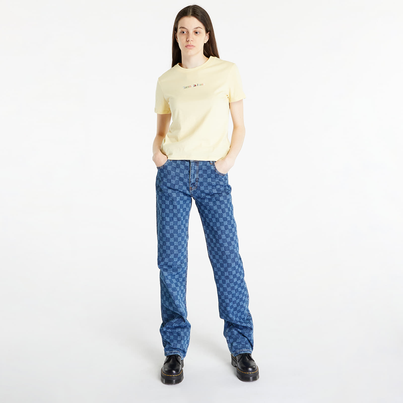 Camisetas Tommy Jeans Regular Color Serif T-Shirt Yellow