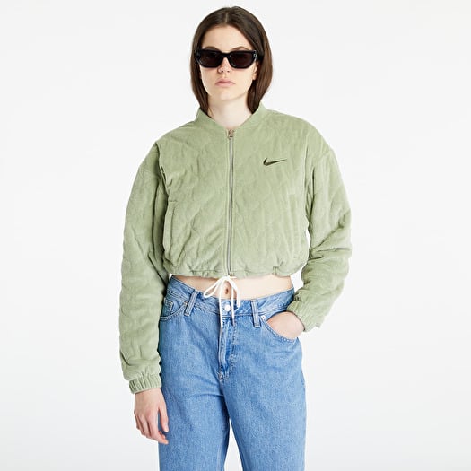 Bomber Jackets Nike Sportswear Women s Terry Quilted Jacket Oil Green Cargo Khaki Footshop
