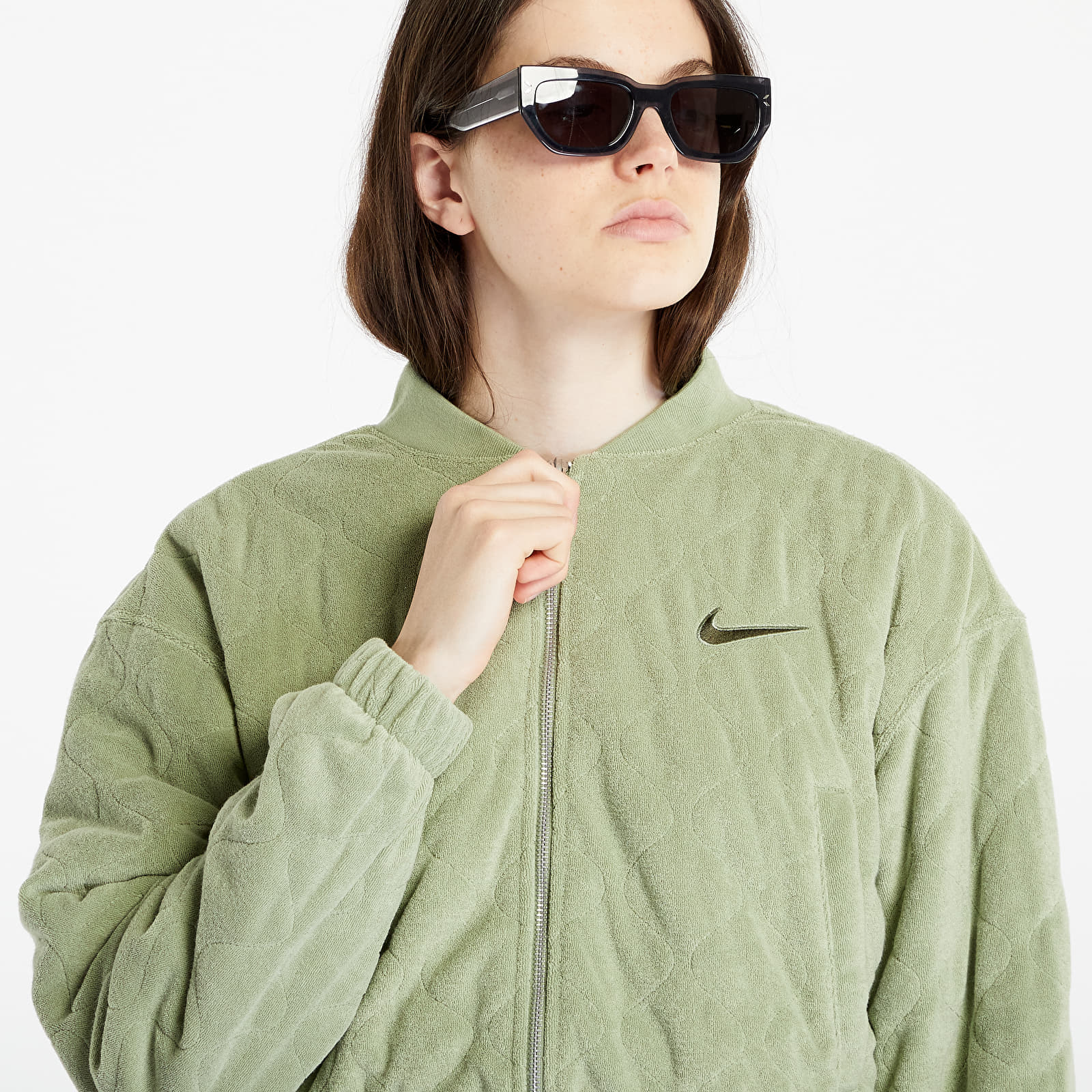 Bomber Jackets Nike Sportswear Women's Terry Quilted Jacket Oil Green/  Cargo Khaki