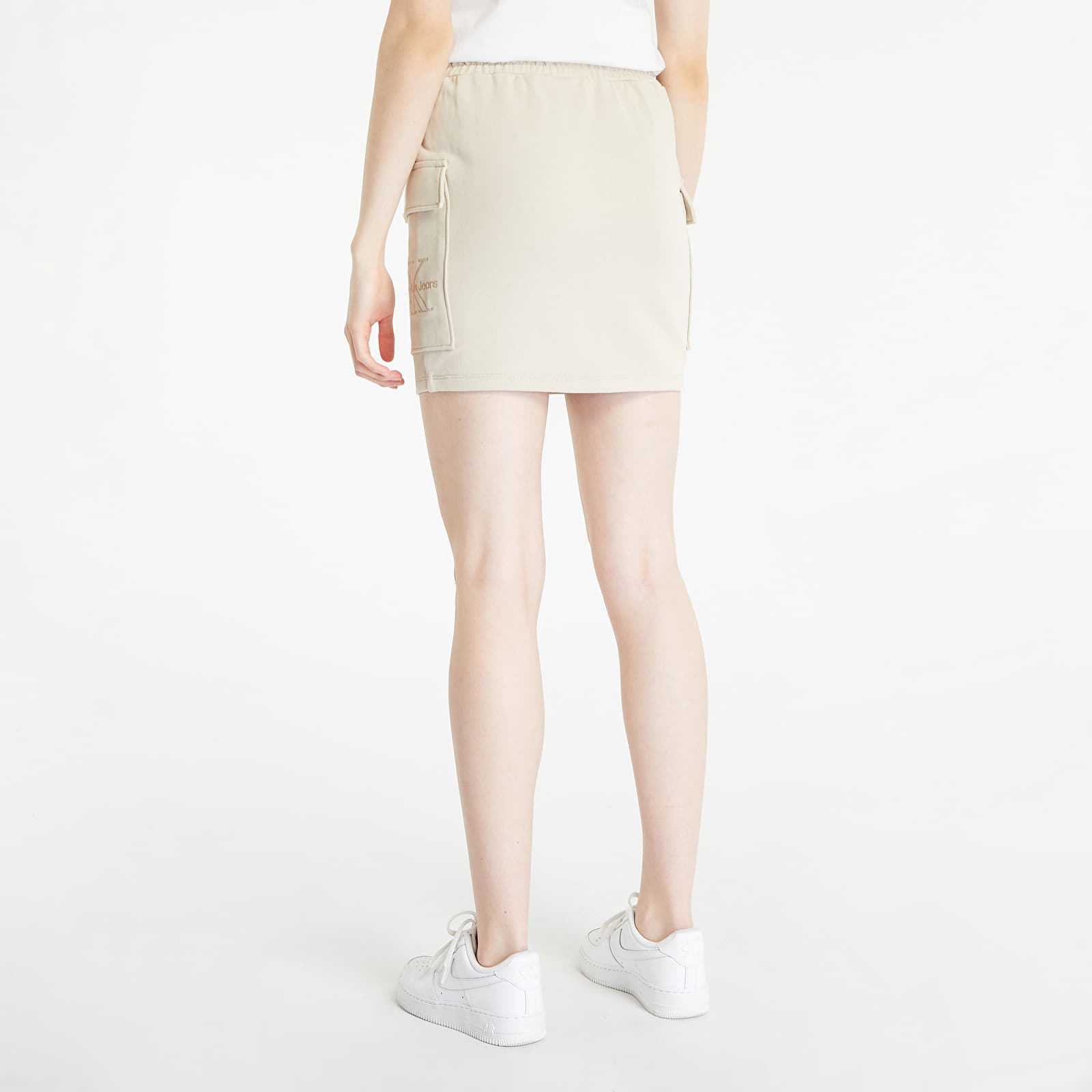 Seelikud Calvin Klein Jeans Embroidered Monologo Straight Skirt Beige