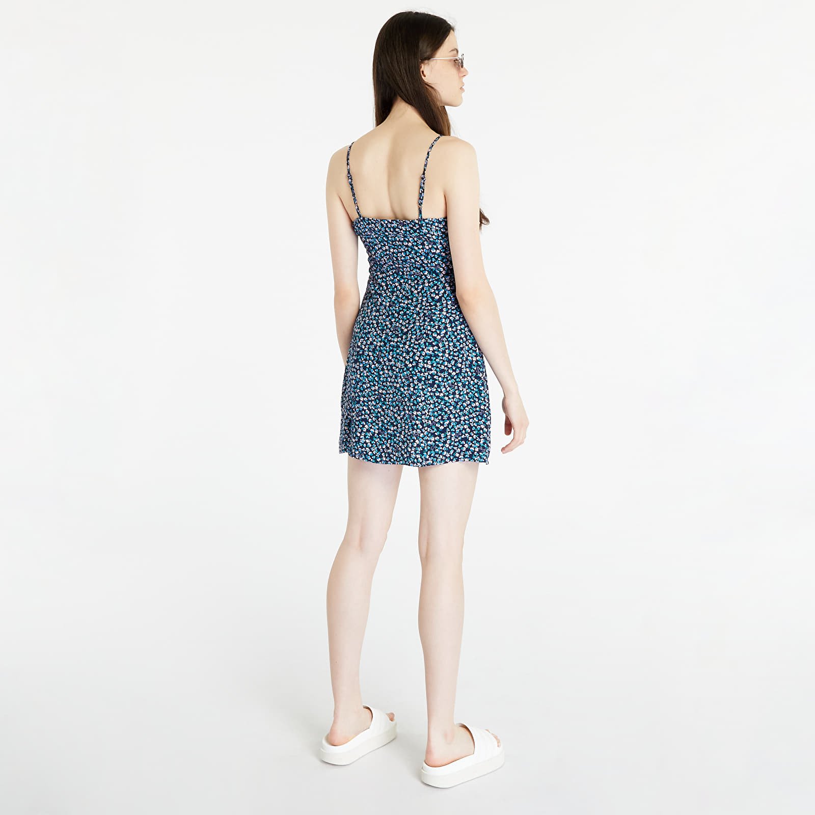 Φορέματα Tommy Jeans Ditsy Floral Print Lace Trim Dress Blue