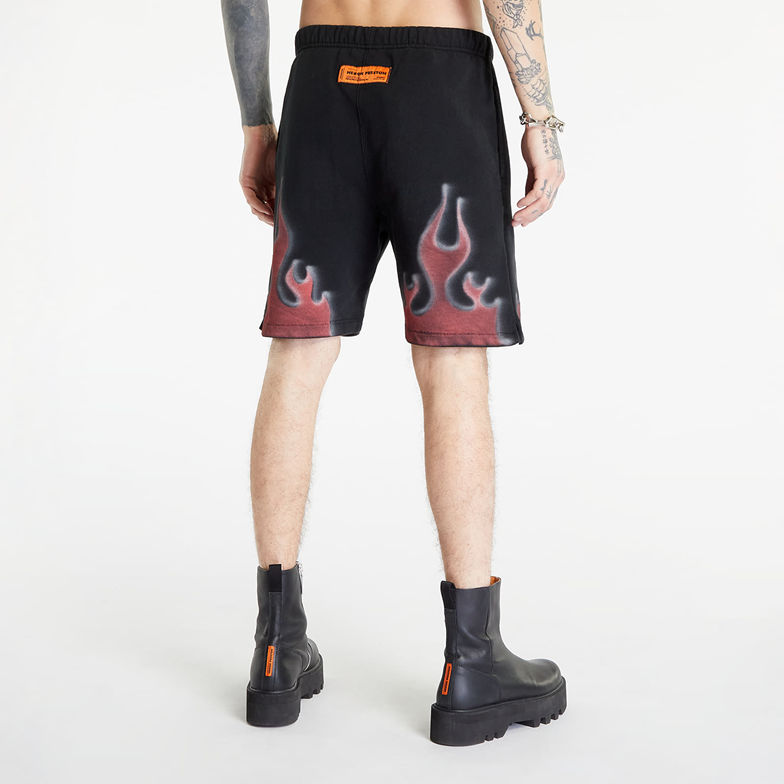 Pantaloni scurți Heron Preston Heron Law Flames Sweatshorts Black/ Red
